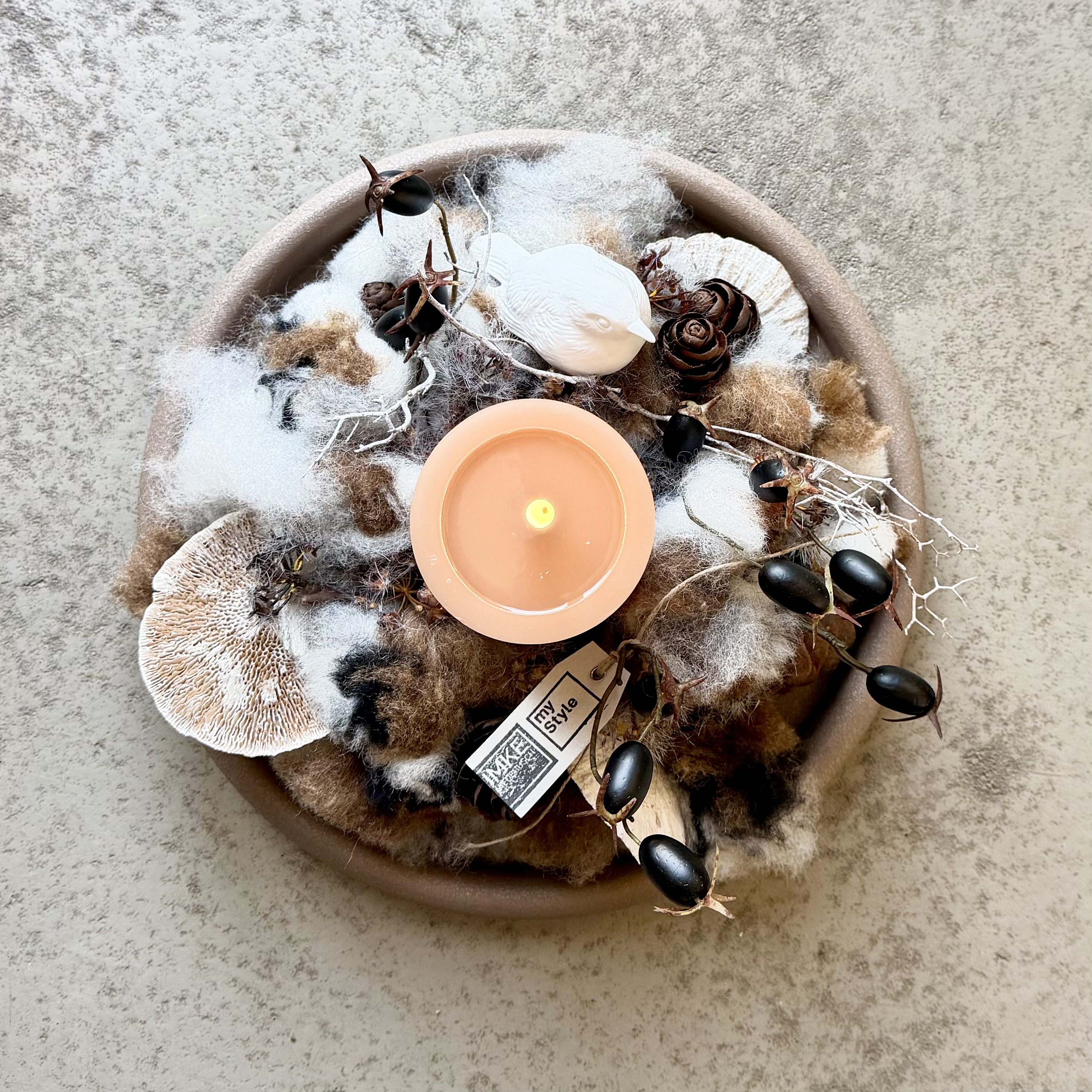 Rotkehlchen im Wollnest Stracciatella