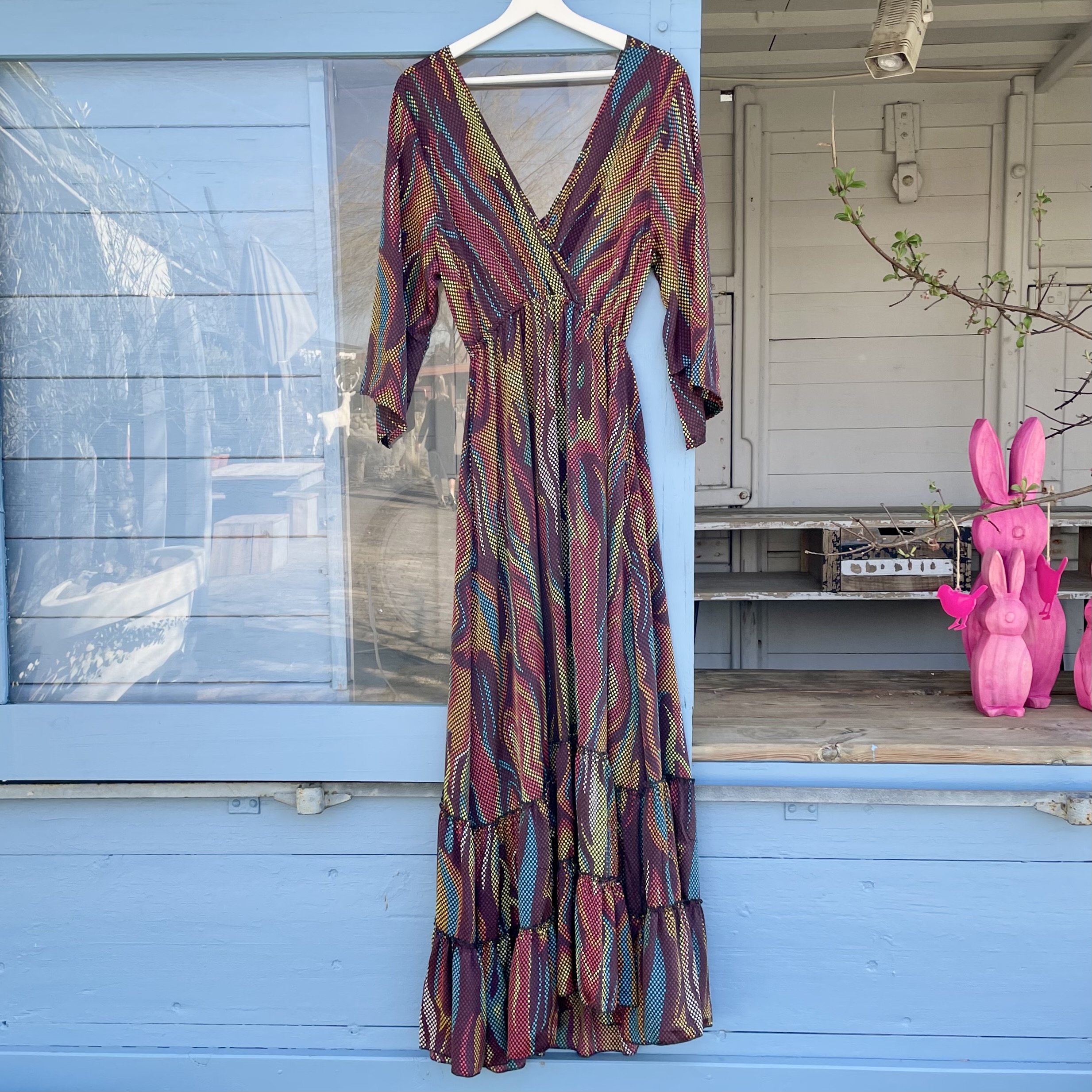 Imke's Vintage-Kollektion "Kleid von Salina" Gr. L, bordeaux bunt