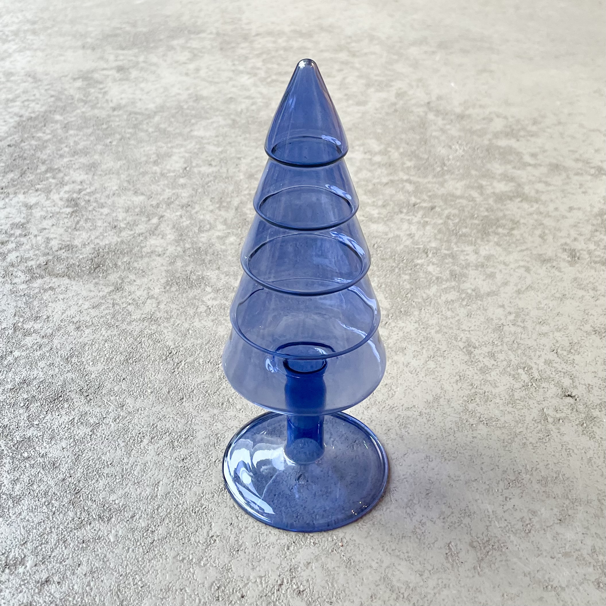 Glas-Tanne "Arian" D8cm, H21cm, blau-klar