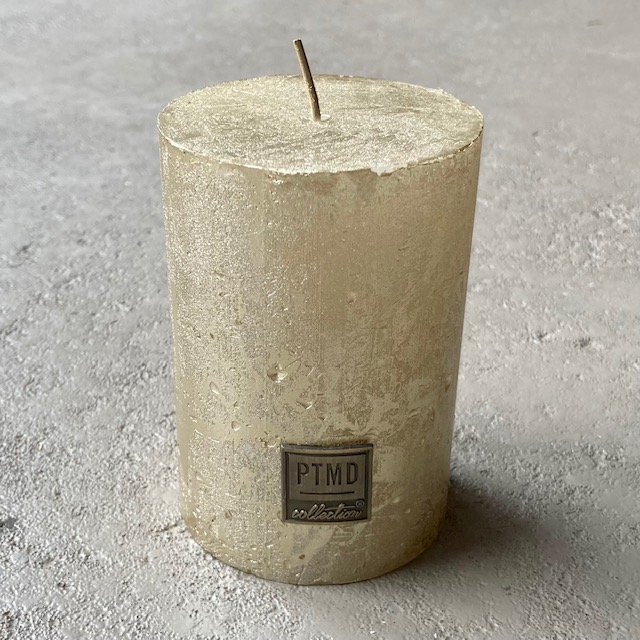 Rustikale Blockkerze Gold 10x7