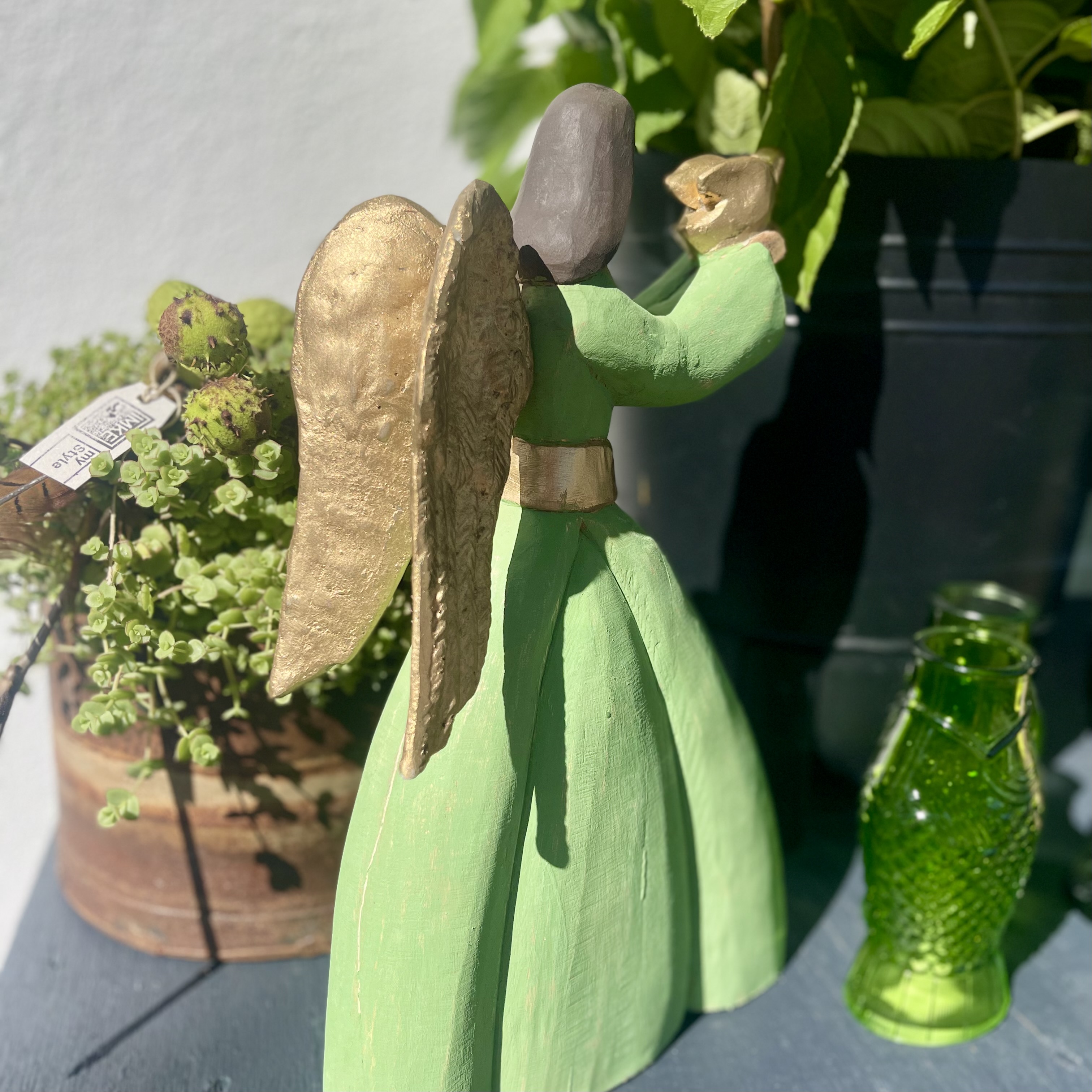 Hz.Engel "Minna", L24 H39cm, grün/gold