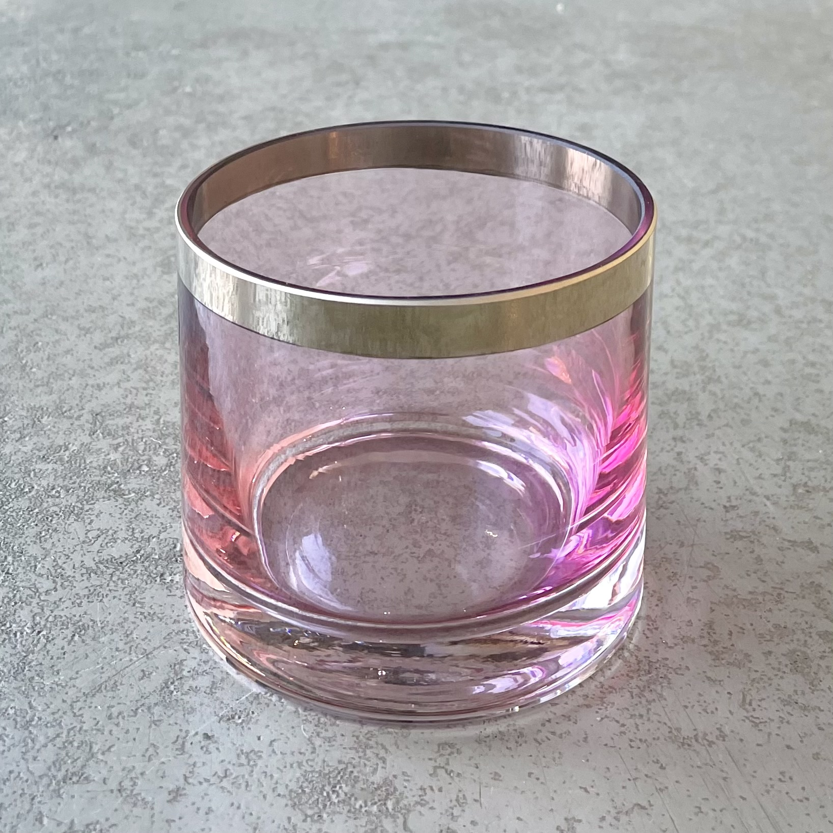 Windlicht rosa mini mit Silberrand