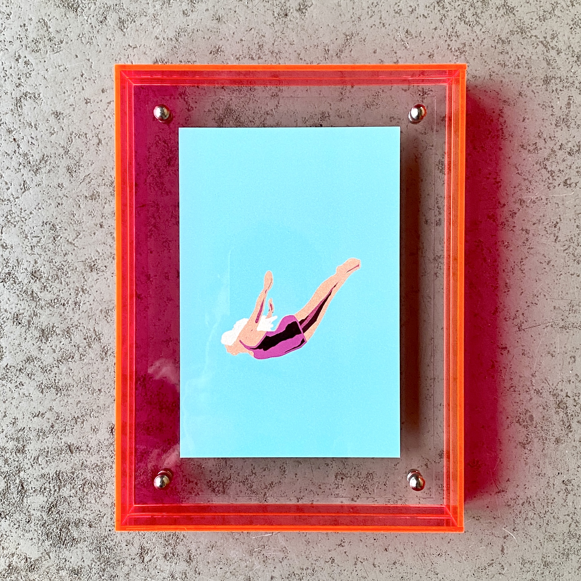 Bilderrahmen Acryl "fliegende Frau" 10x15cm, pink