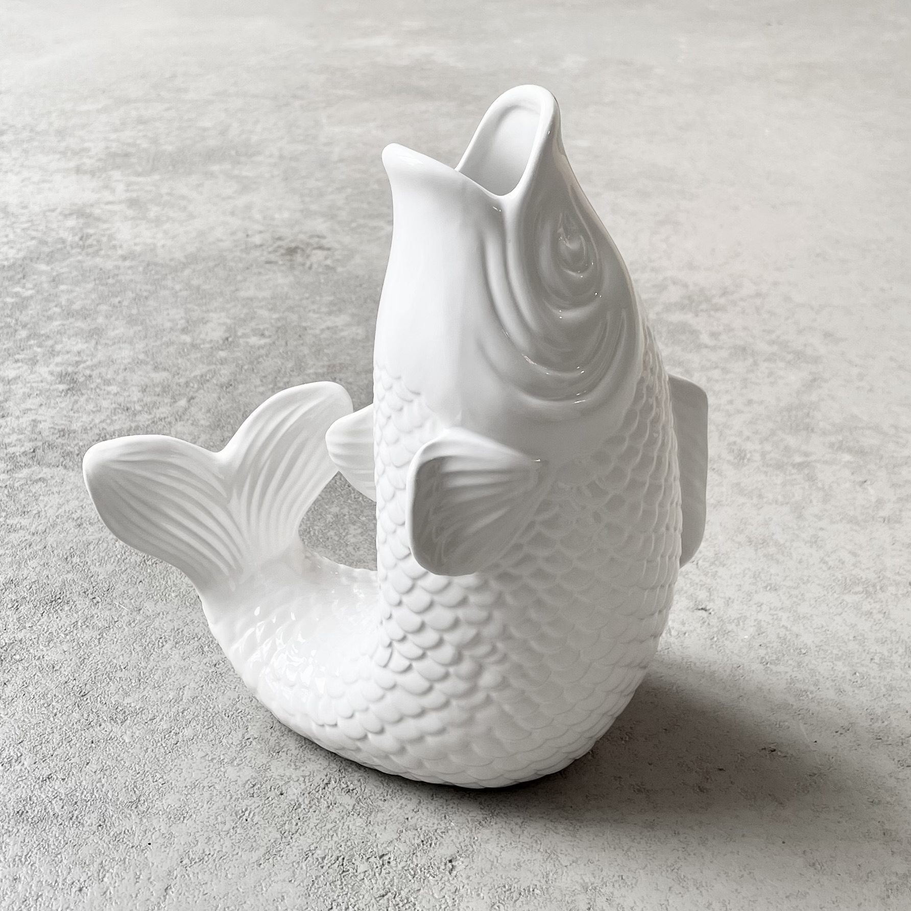 Keramik-Fisch-Vase "Mamsell KOI" H25cm, weiß