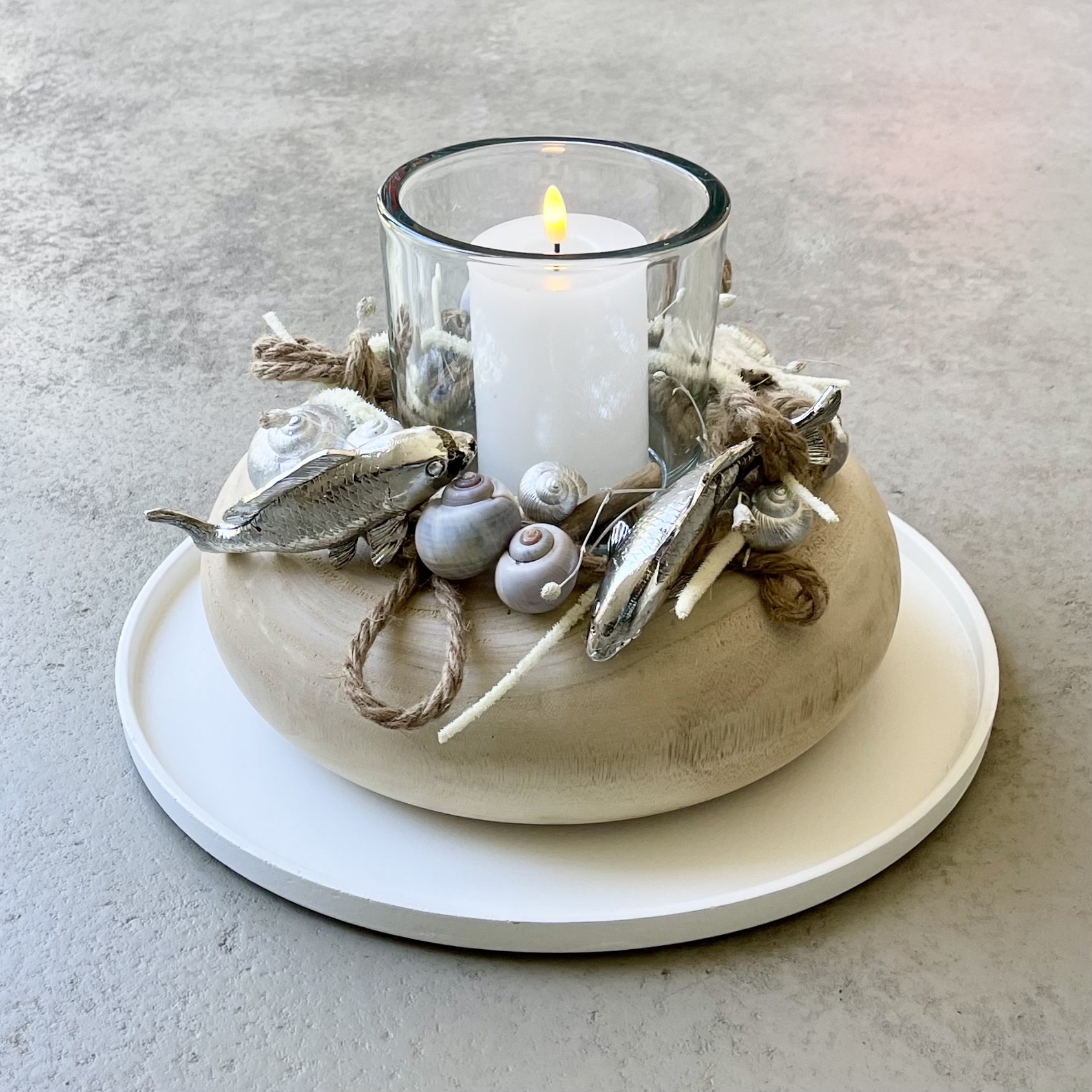 Sommer/Sternzeichen-Kranz "Fische" D38cm, taupe/natur/silber