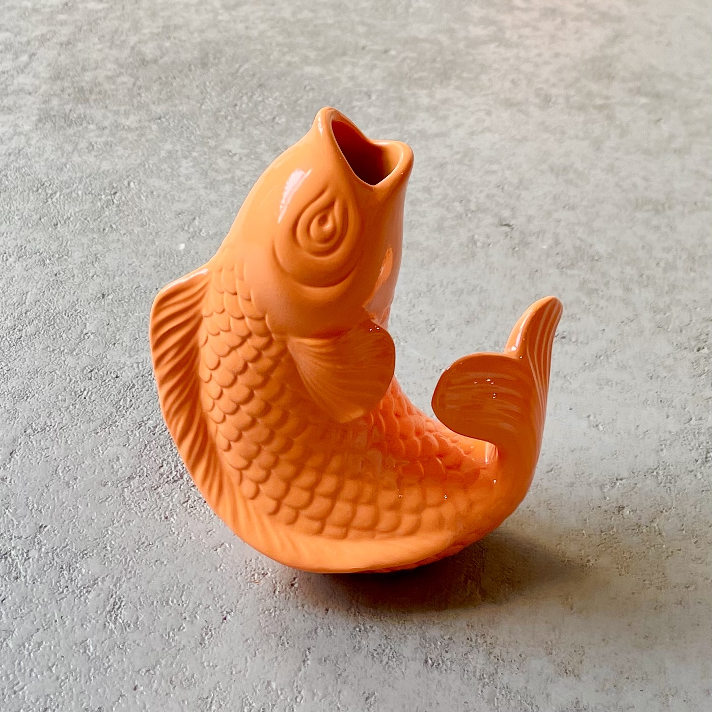 Keramik-Fisch-Vase "Mamsell KOI" H15cm, neonorange