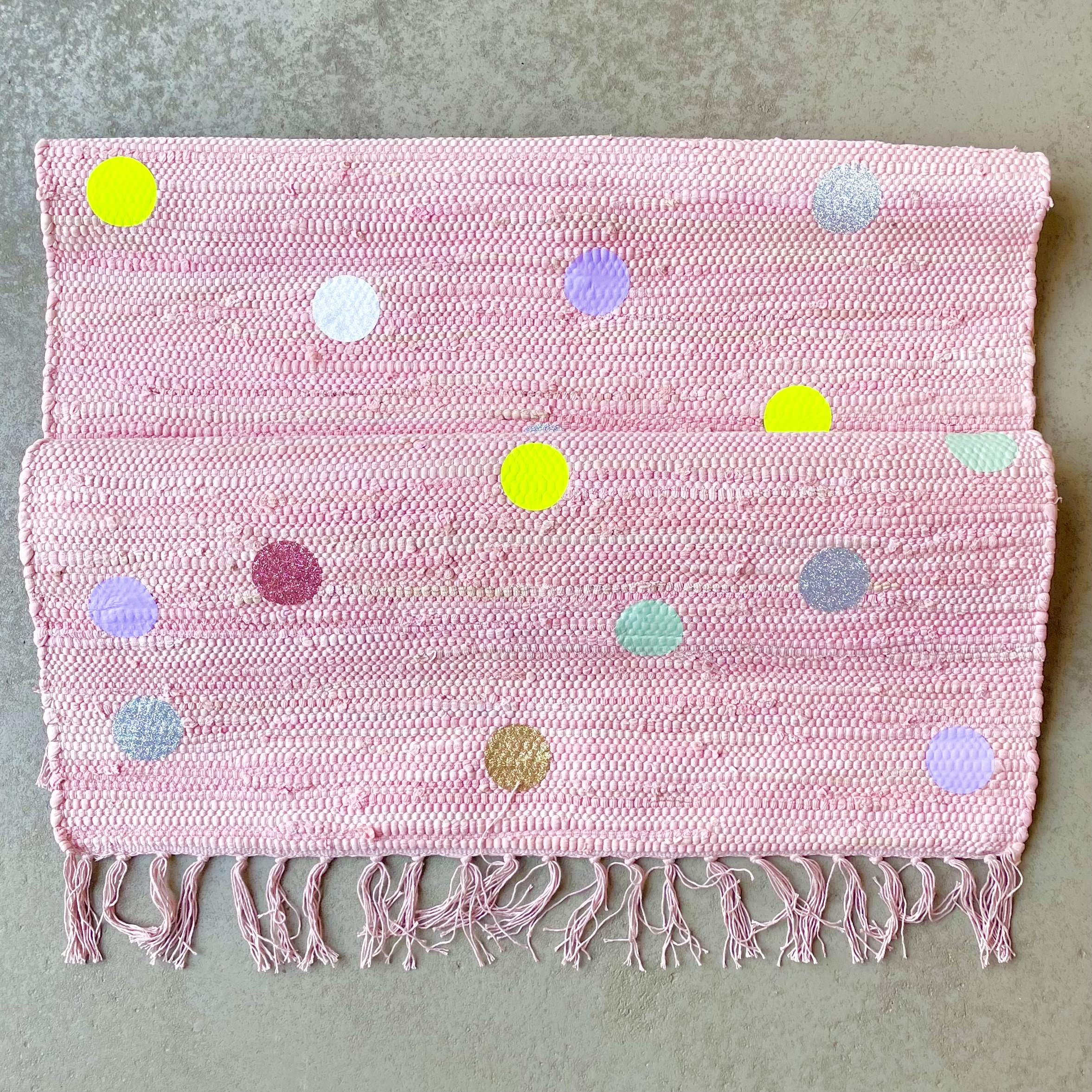 Baumwoll-Teppich "Punkte" L150cm, rosa/bunt