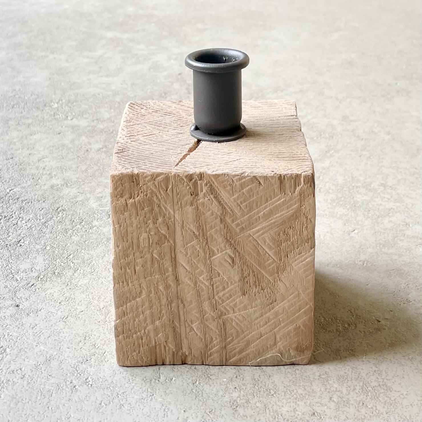 Holz-Kerzenhalter Stabkerze rauh/grau
