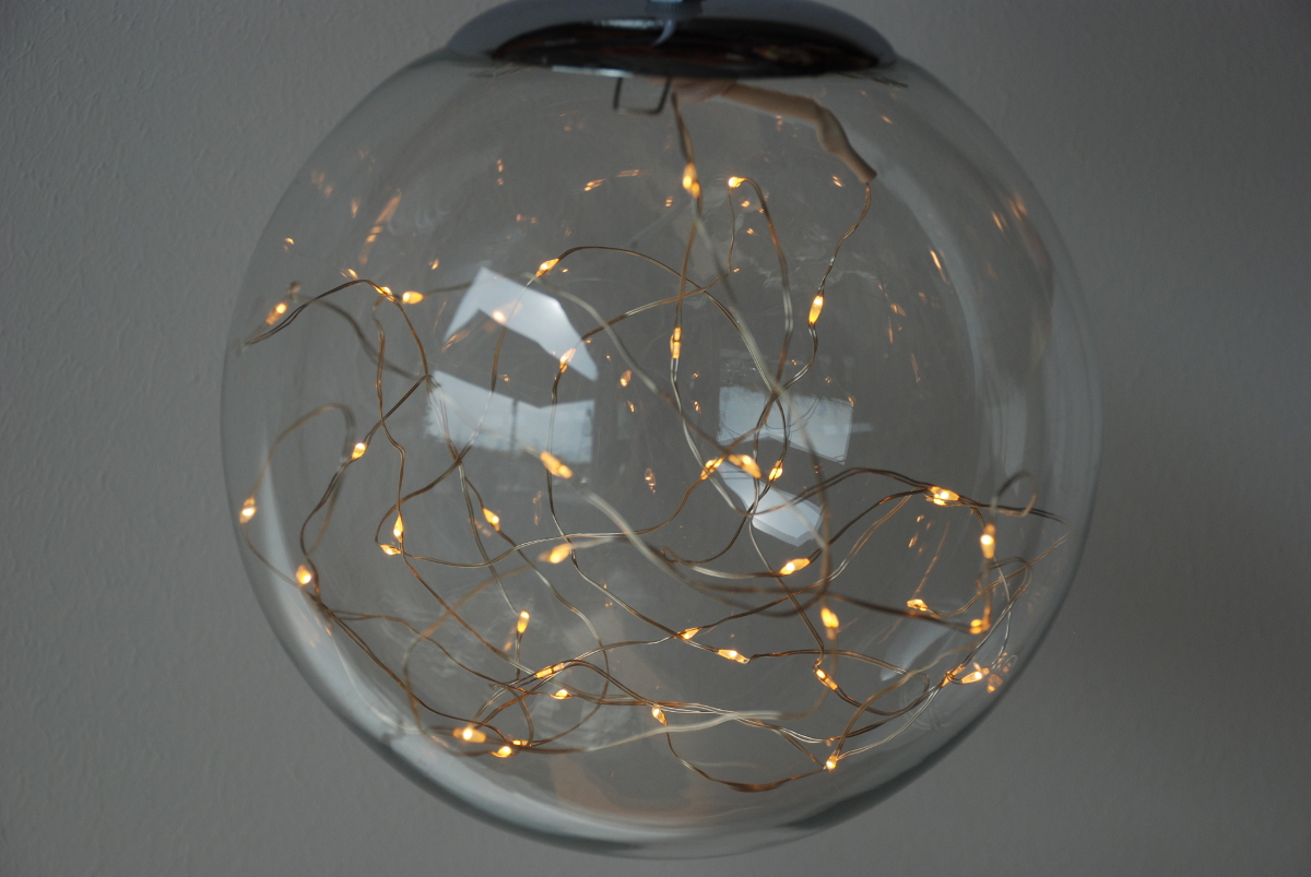 Glaskugelleuchte 200LED silber