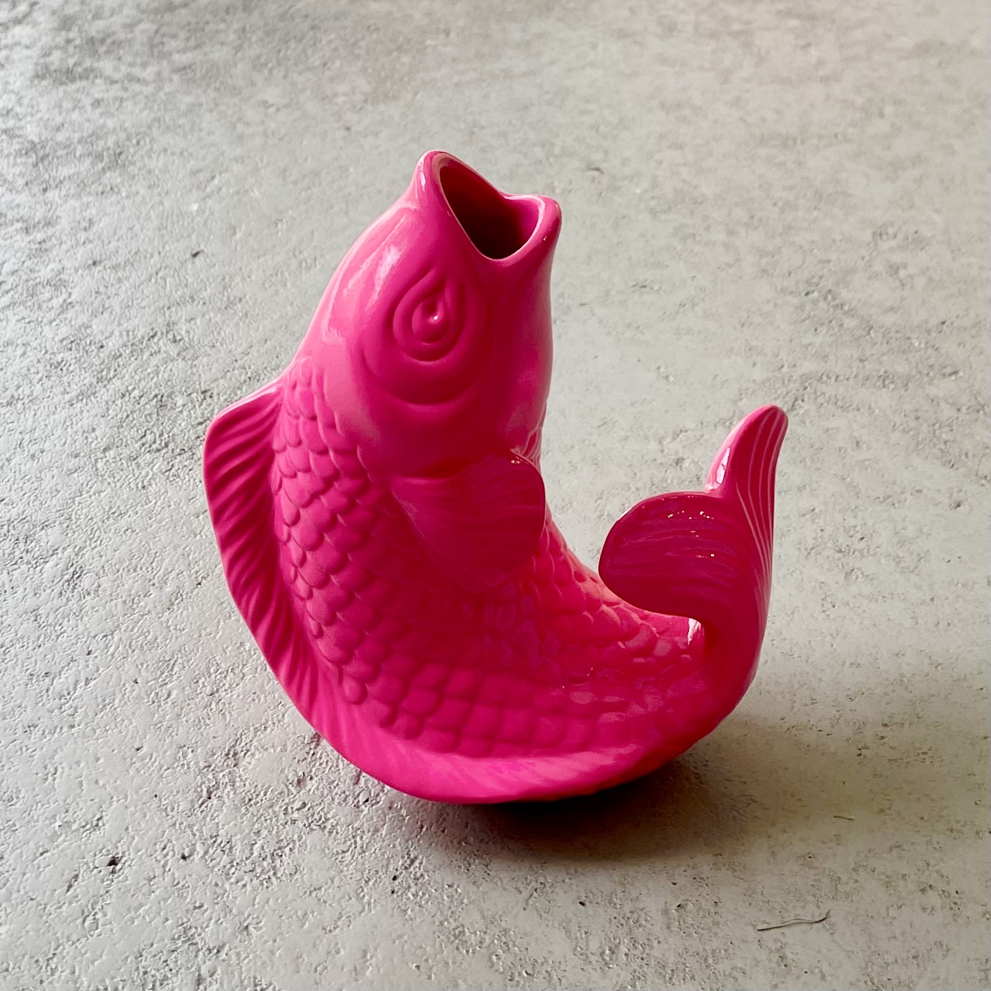 Keramik-Fisch-Vase "Mamsell KOI" H15cm, neonpink