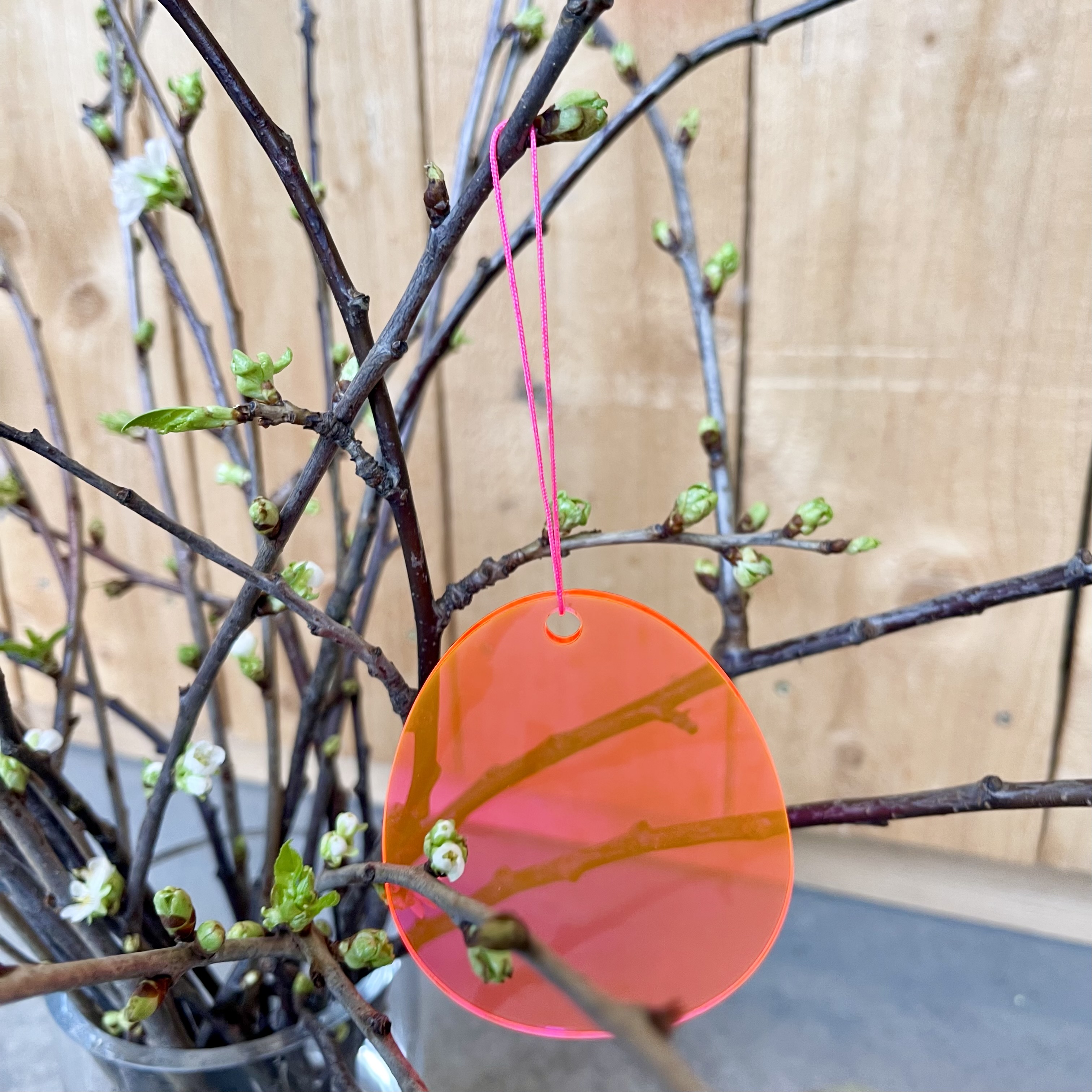 Hänger Osterei 9cm, neon pink