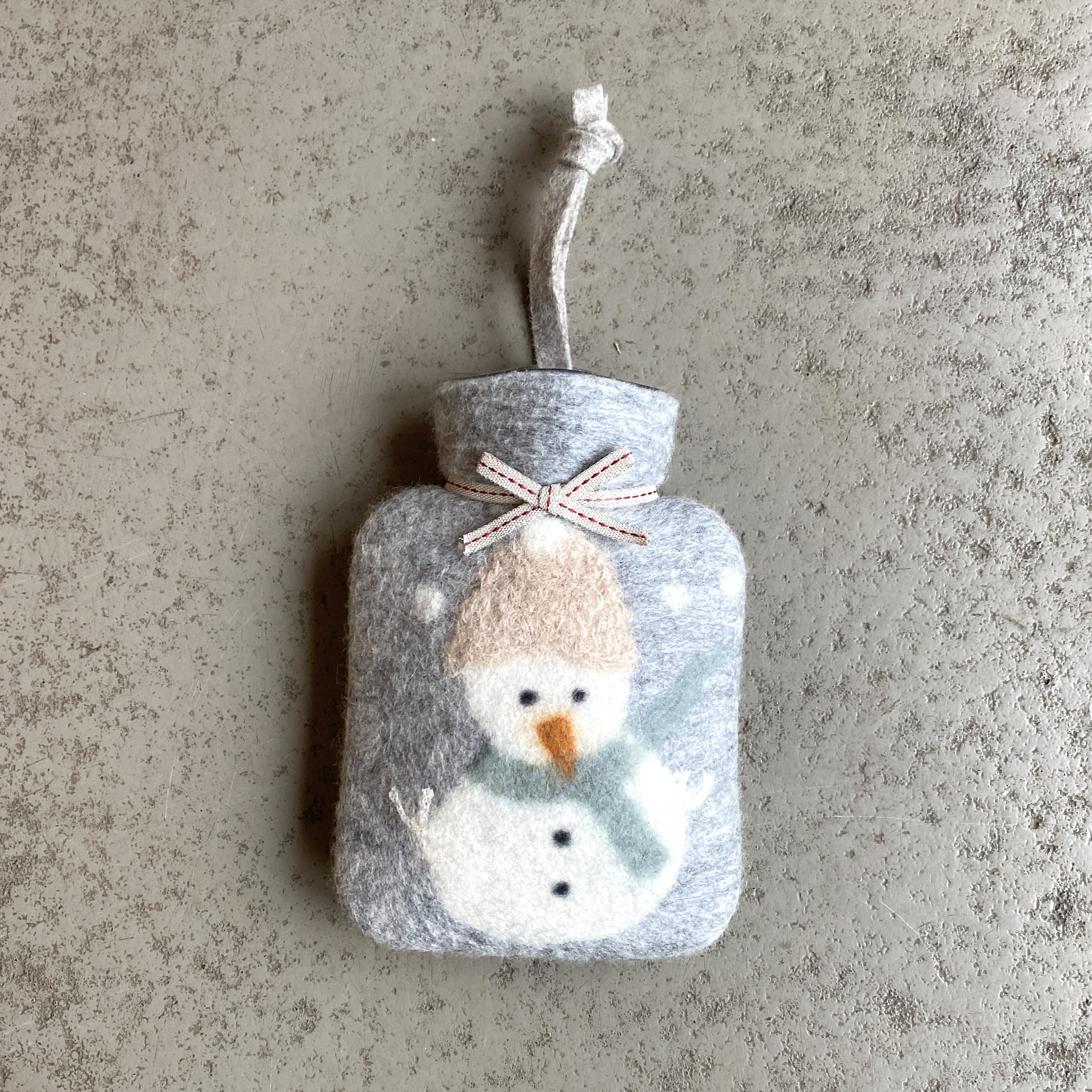 Mini-Wärmflasche "Schneemann" 0,2L, grau meliert