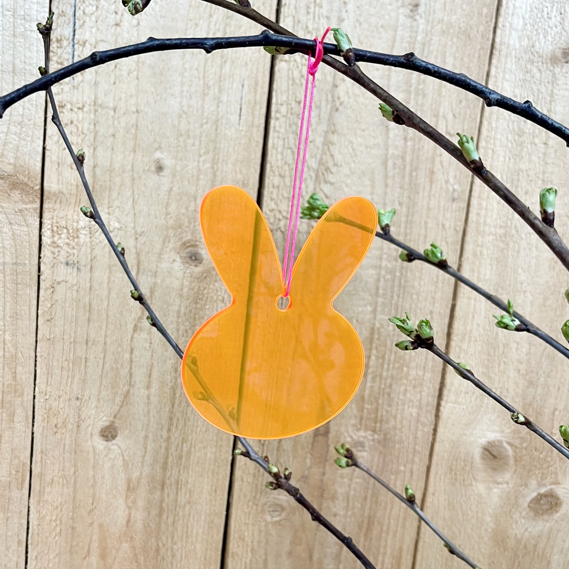 Hänger Hase 9cm, neon orange 