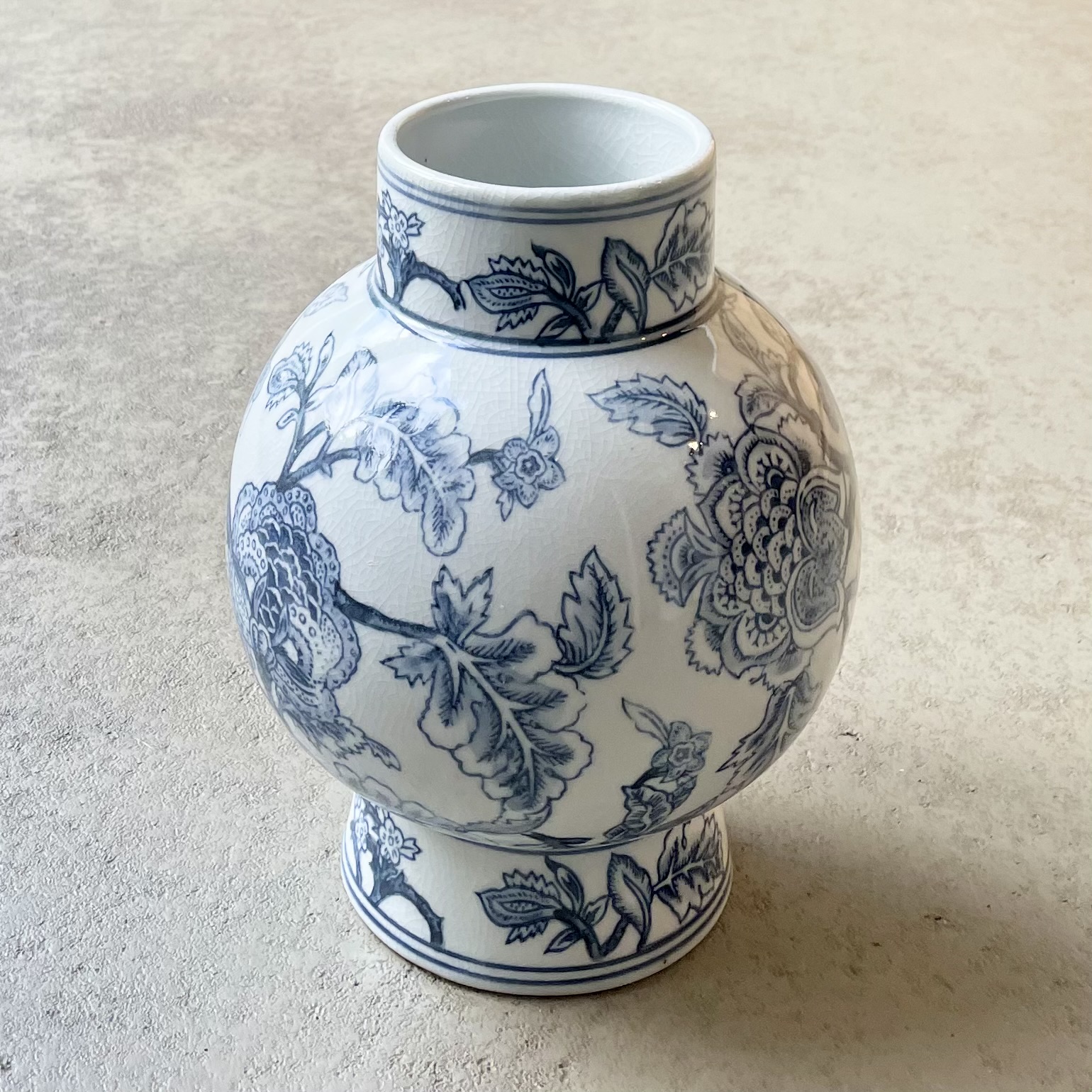 Keramik-Vase "Chinoiserie" D19,5cm, H24,5cm, blau