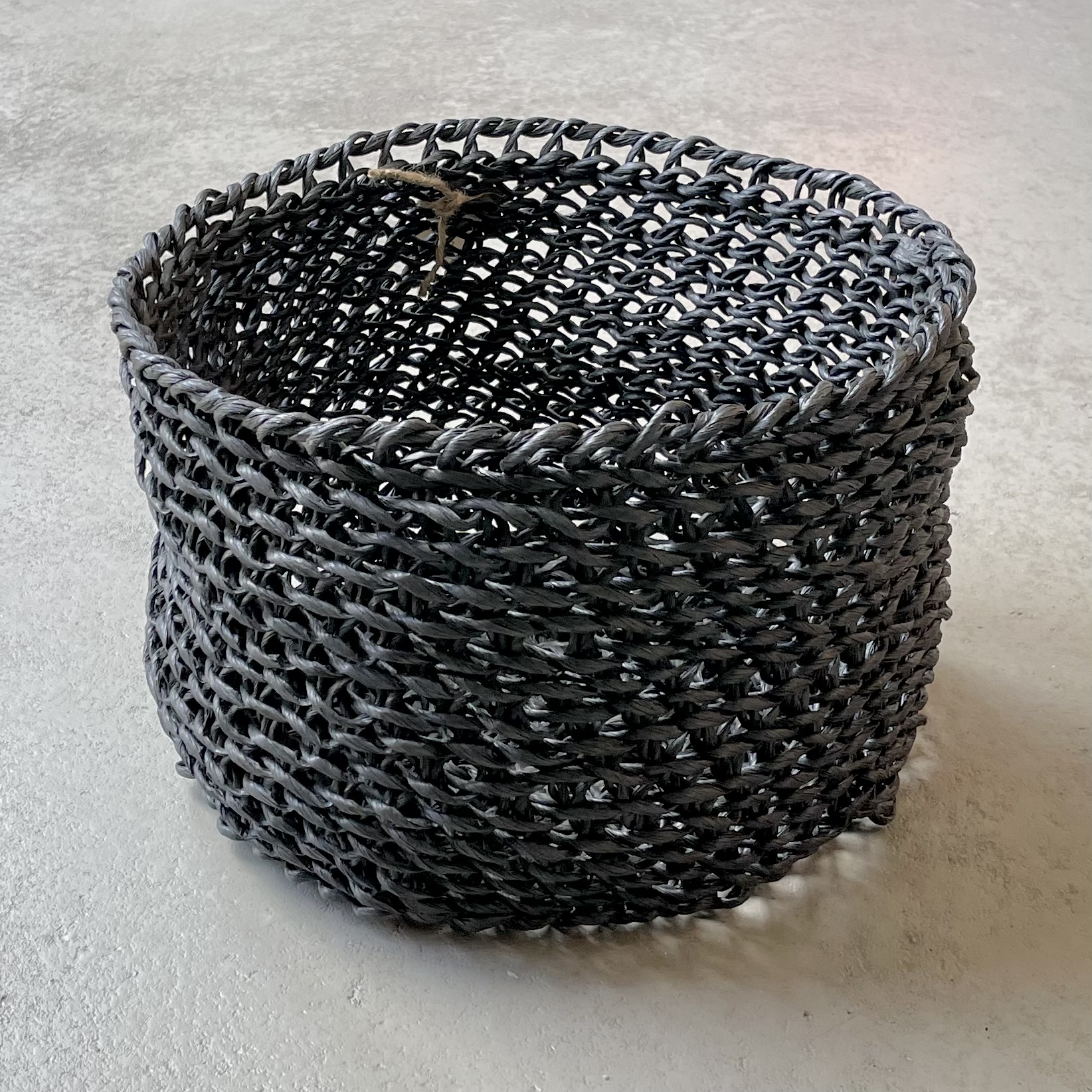 Strickkorb aus recyceltem Papier schwarz D35cm
