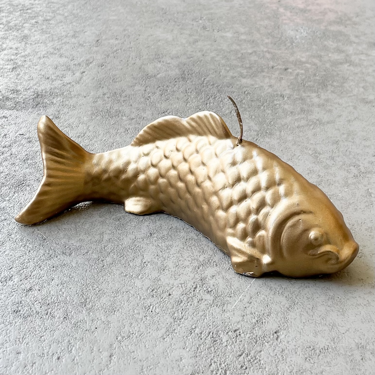 Metallic Objektkerze "Fisch" Gold, L23cm