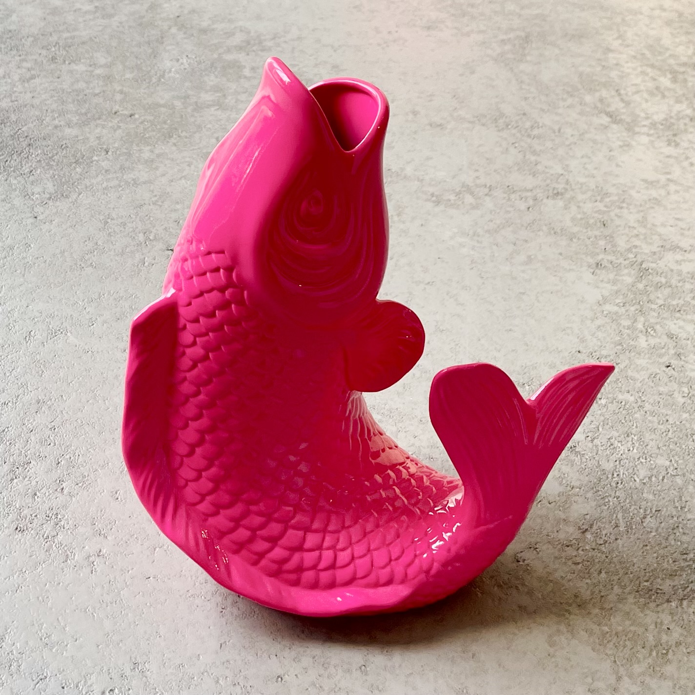 Keramik-Fisch-Vase "Mamsell KOI" H25cm, neonpink