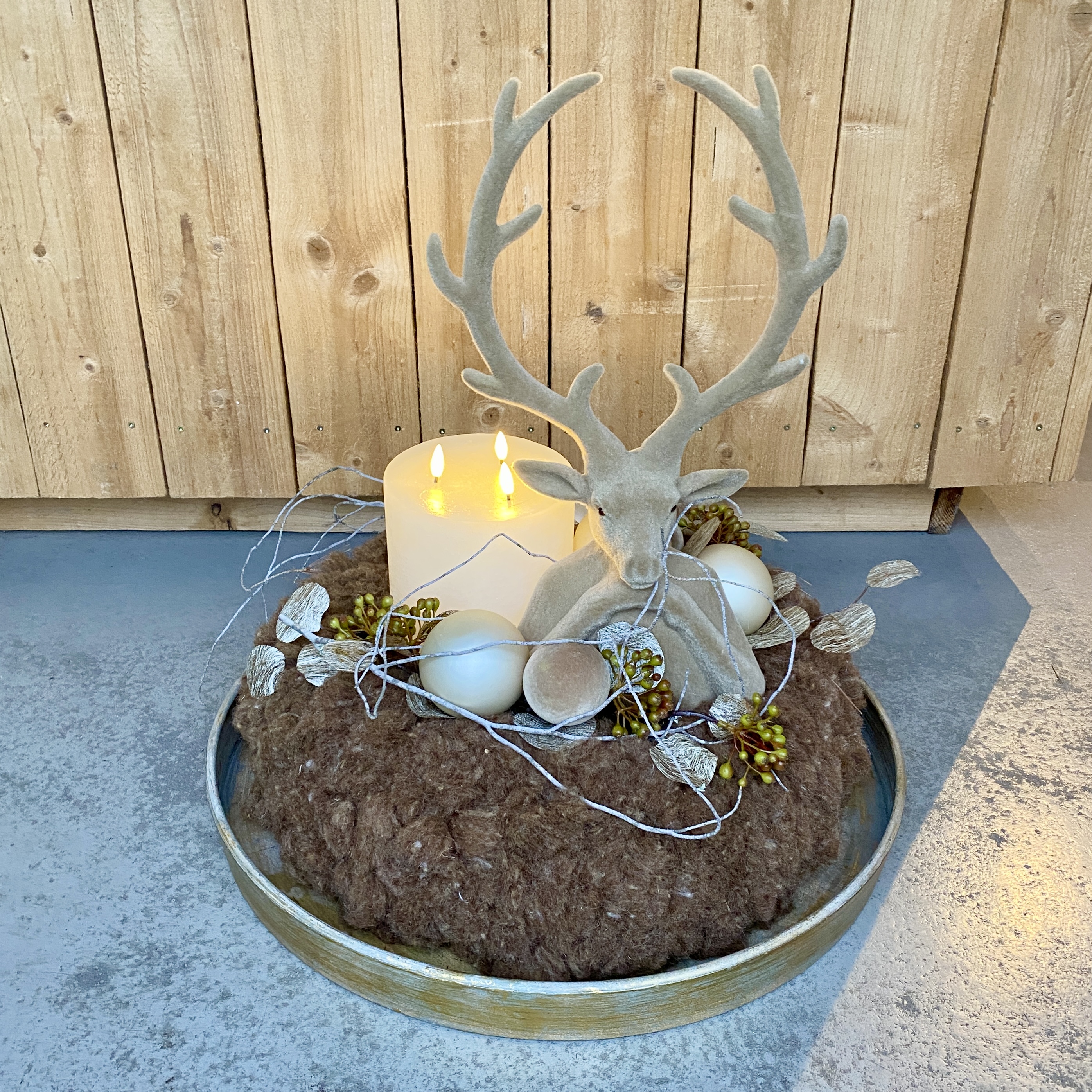 Wollkranz "Krokant" 55cm, braun