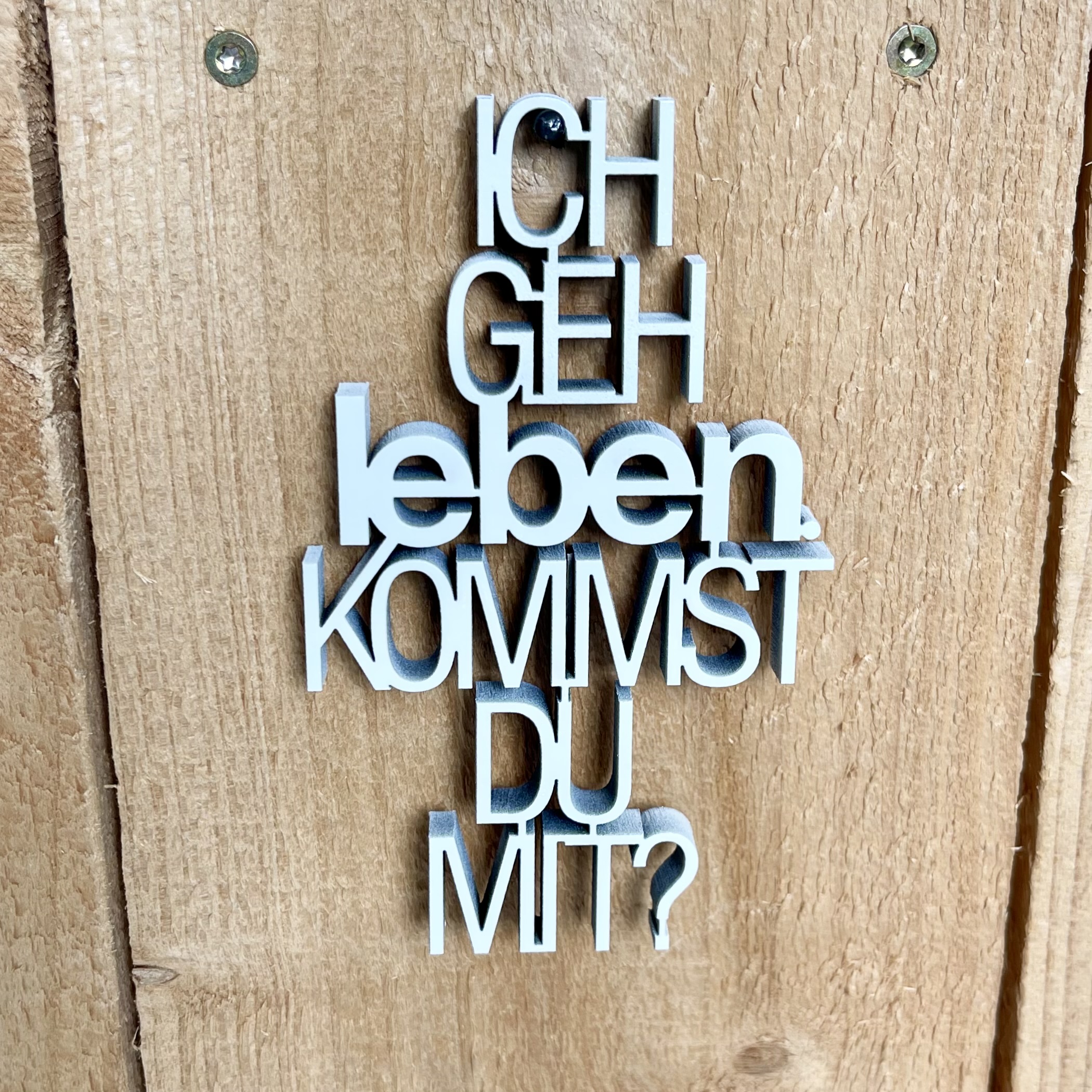 "ICH GEH leben, KOMMST DU MIT?" weiß, kl.