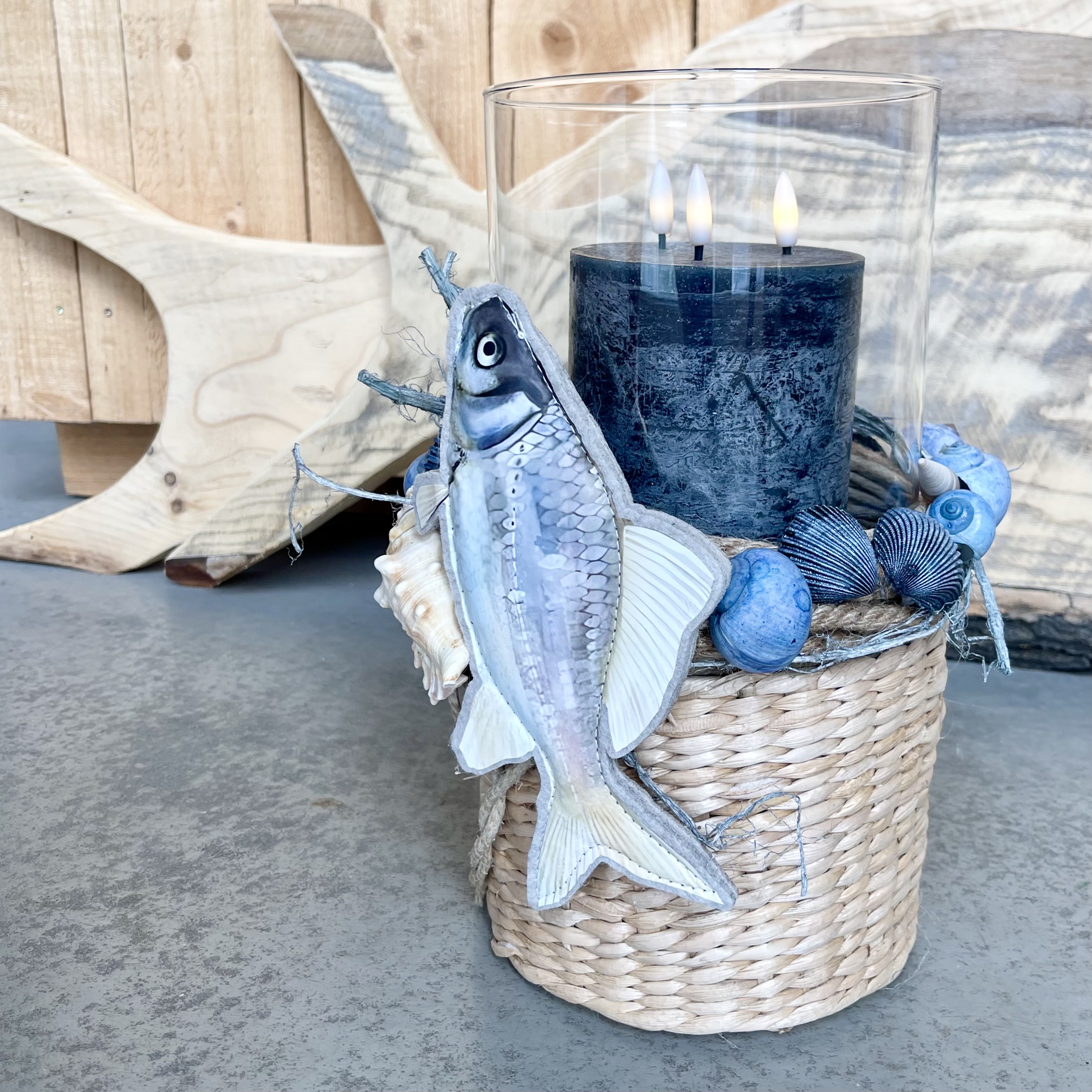 Glaswindlicht Fisch blau