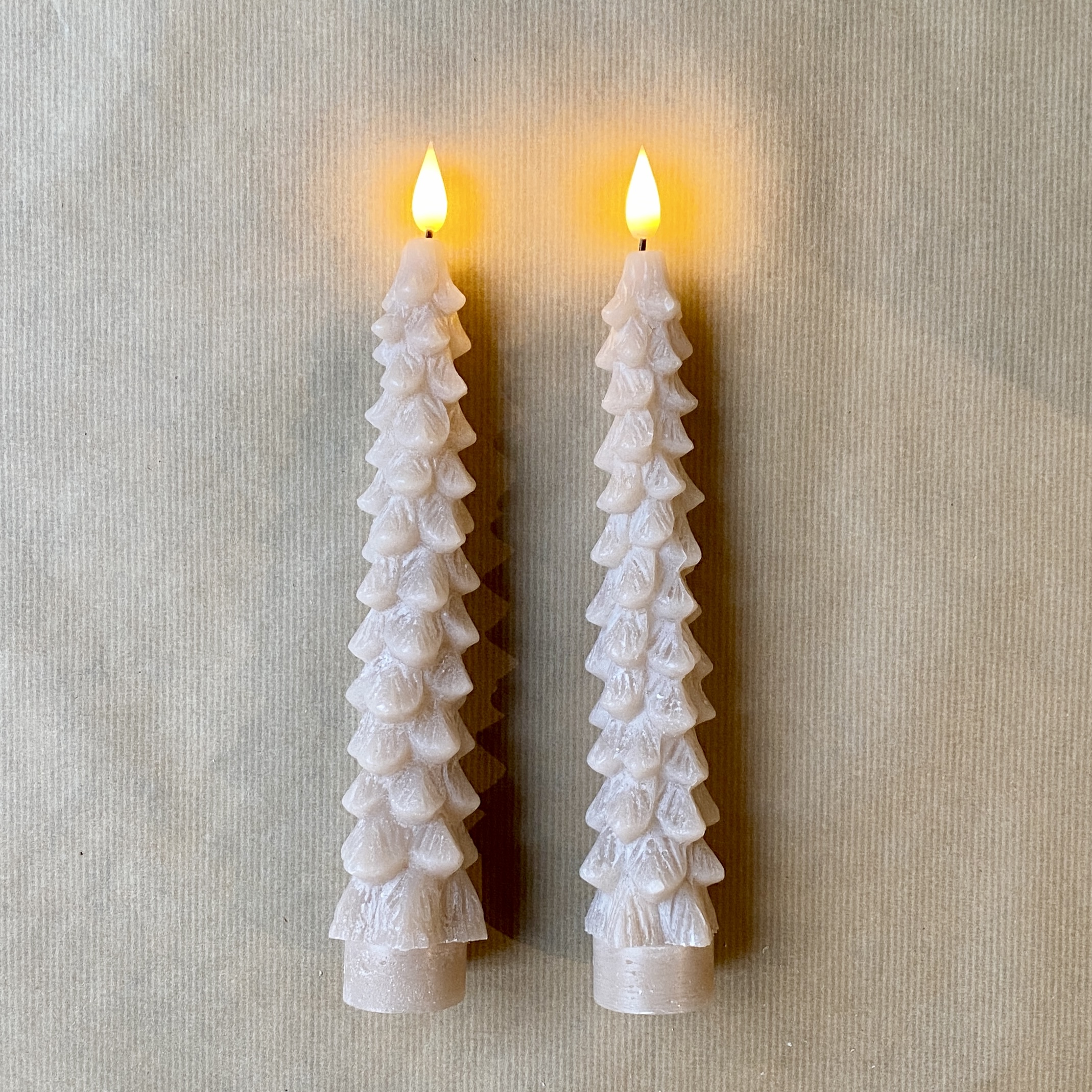 LED Kerzen Set Pinetree 25cm, taupe