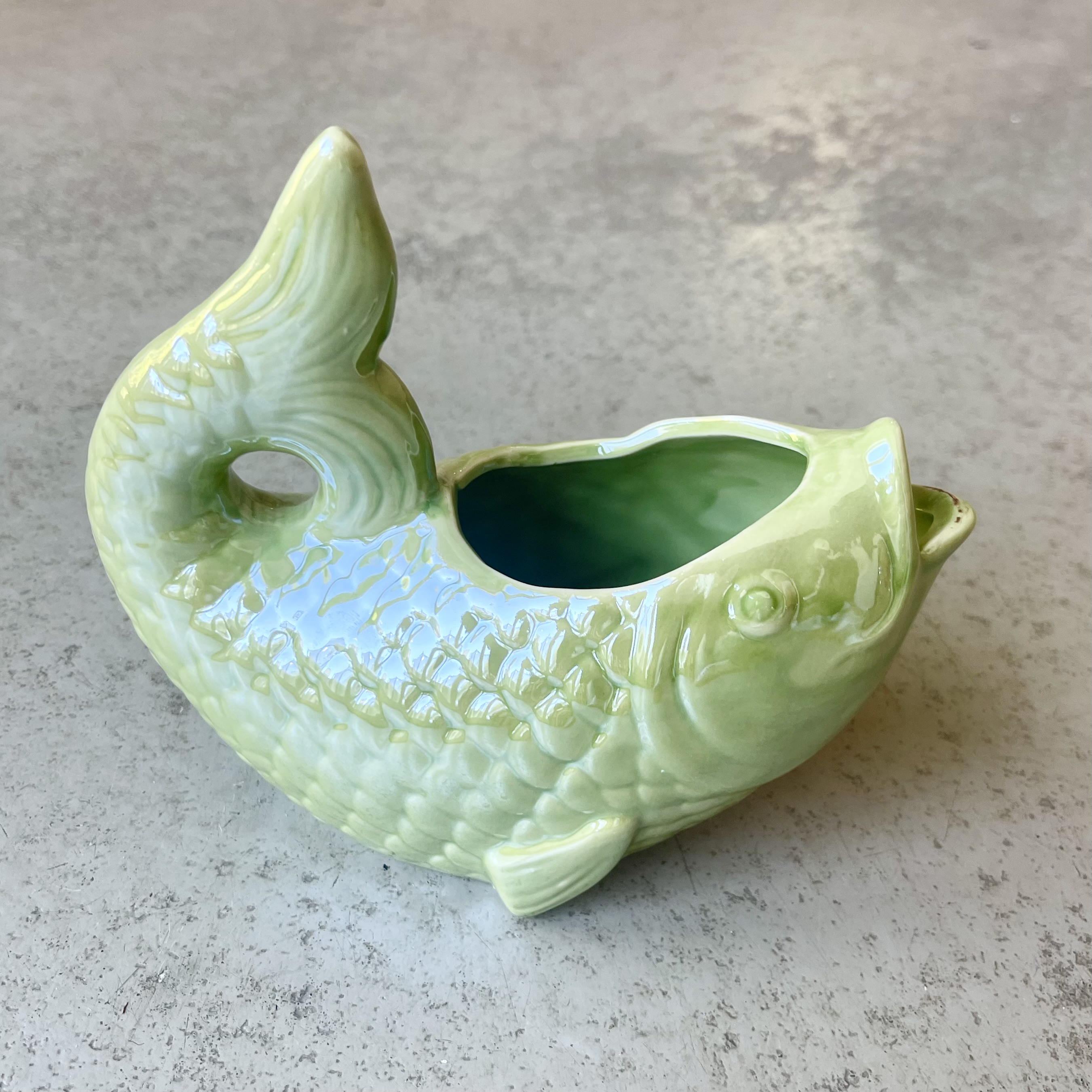 Ker.Vase Fisch"Miranda",L15,5cm,flach,grün