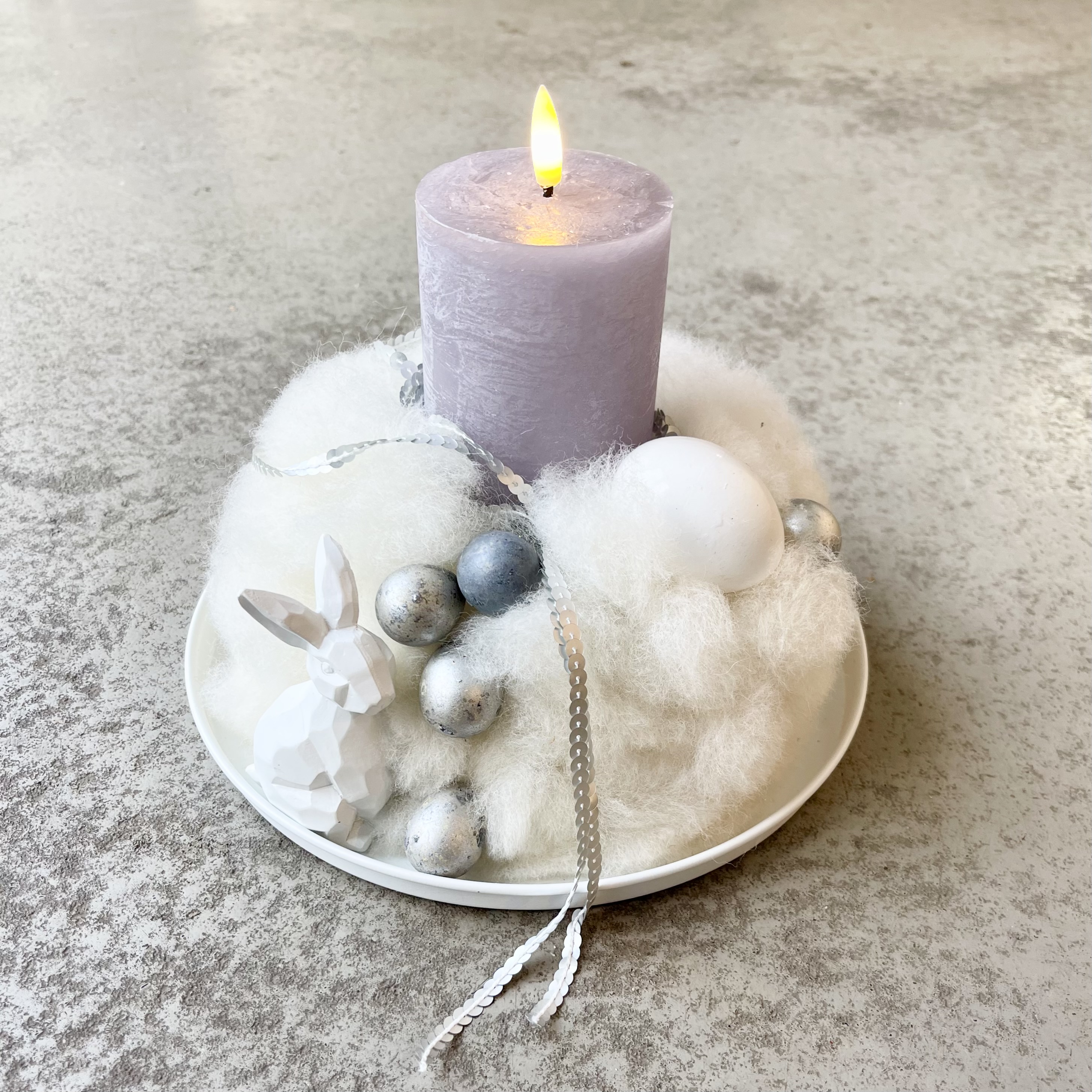 Kleine Winterwolke D25cm, weiß grau silber