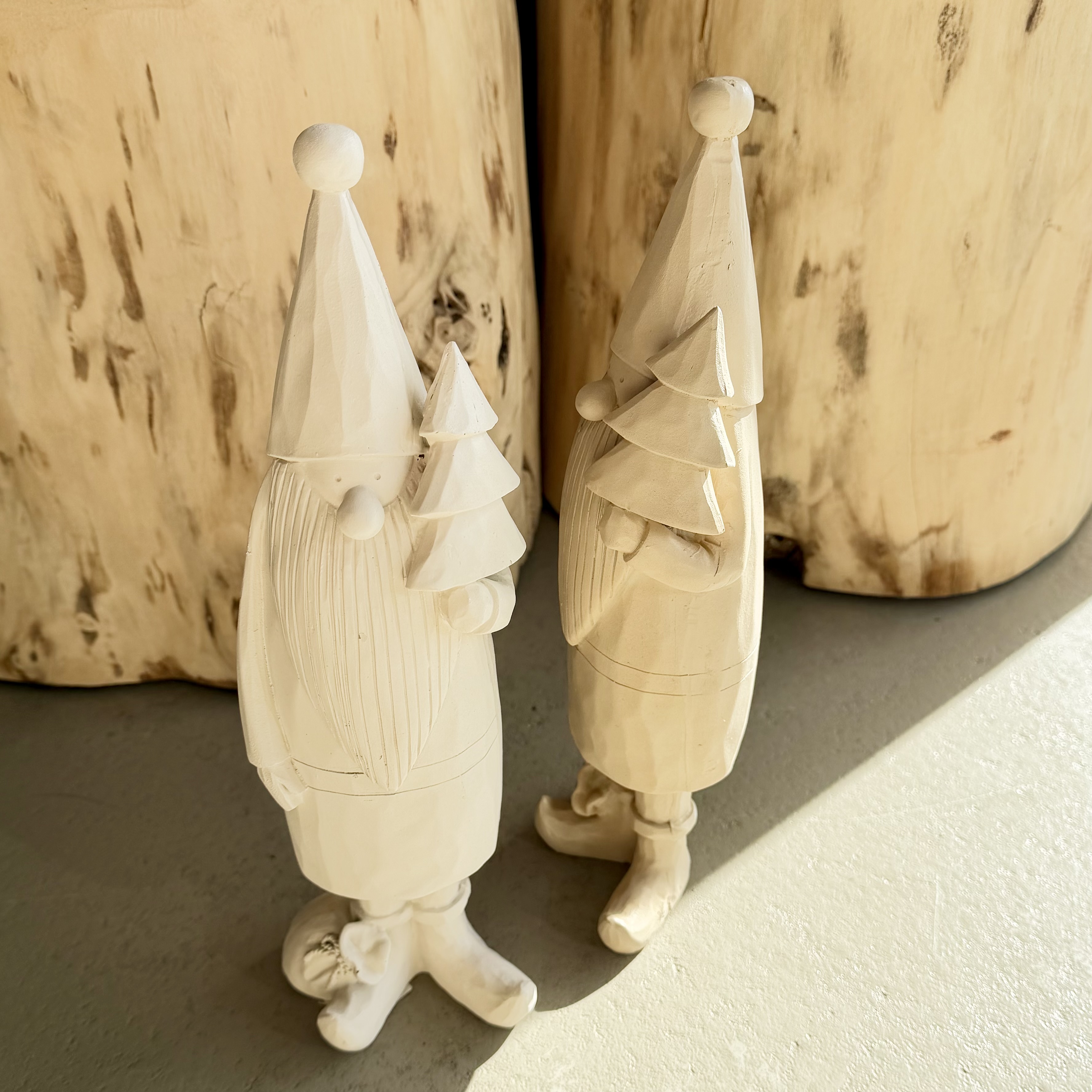 Poly Santa "Gino" Tanne, H32cm, weiß/creme