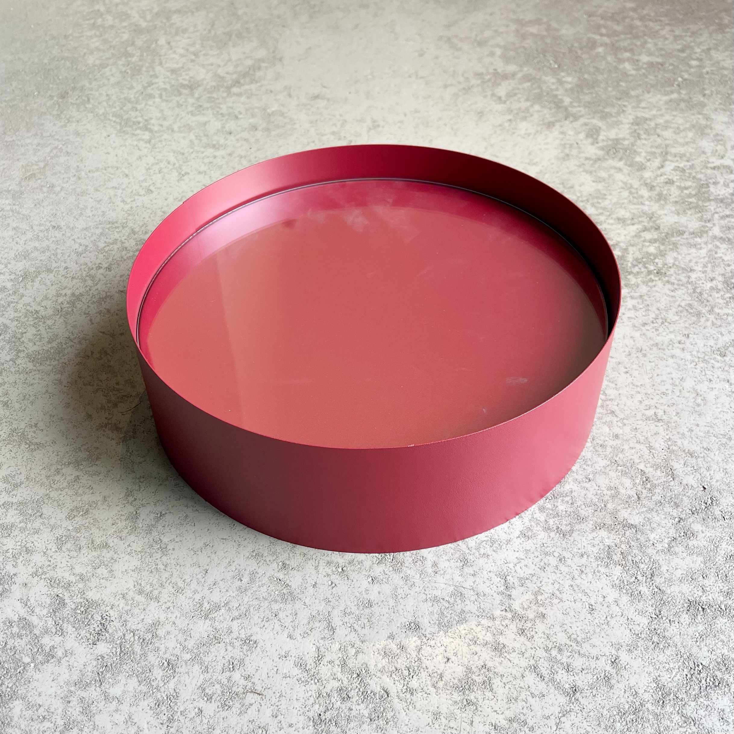 Metall-Podest "Erik" m. Glasboden, D30H9cm, rot