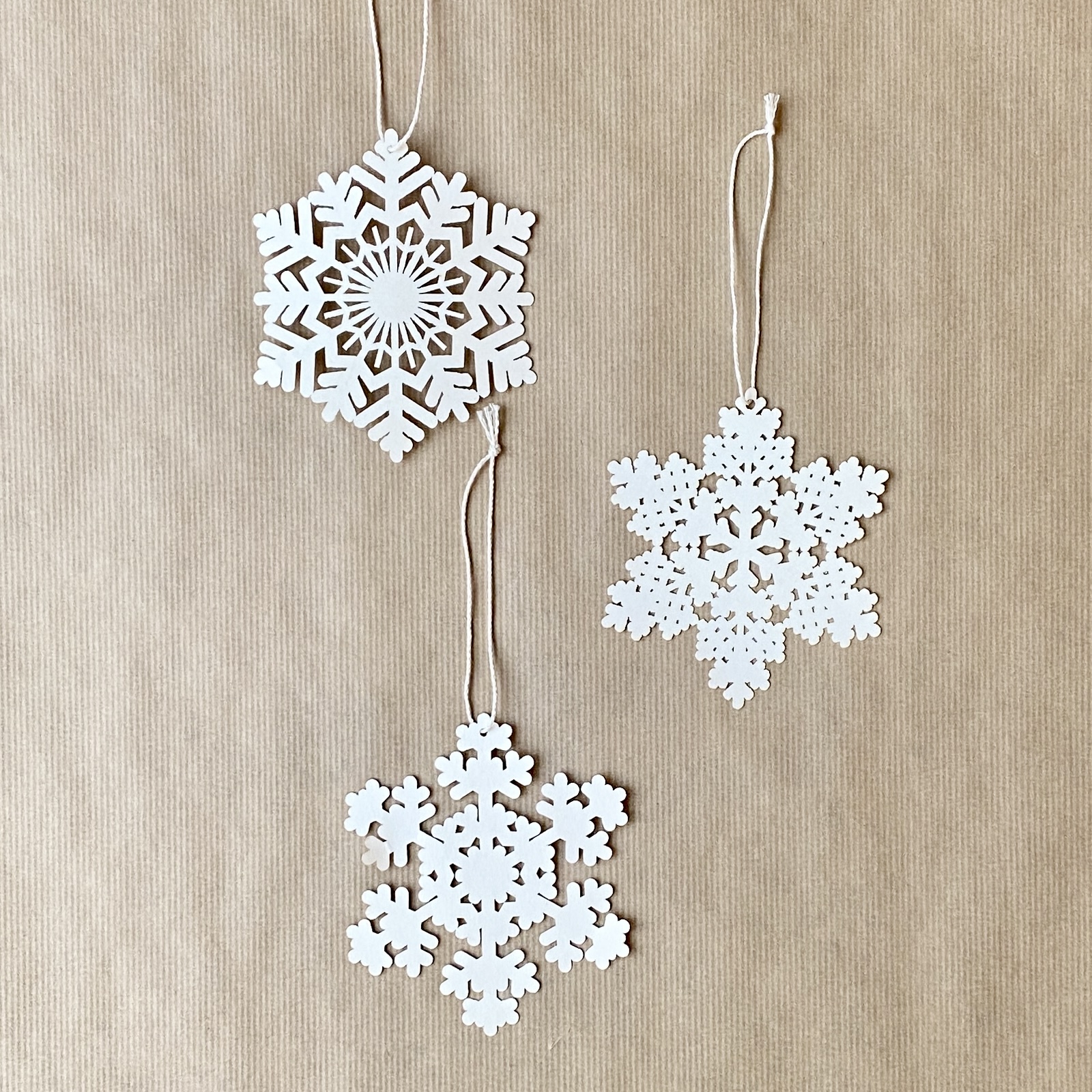 Schneeflocken aus Papier 3er Set D11cm, offwhite