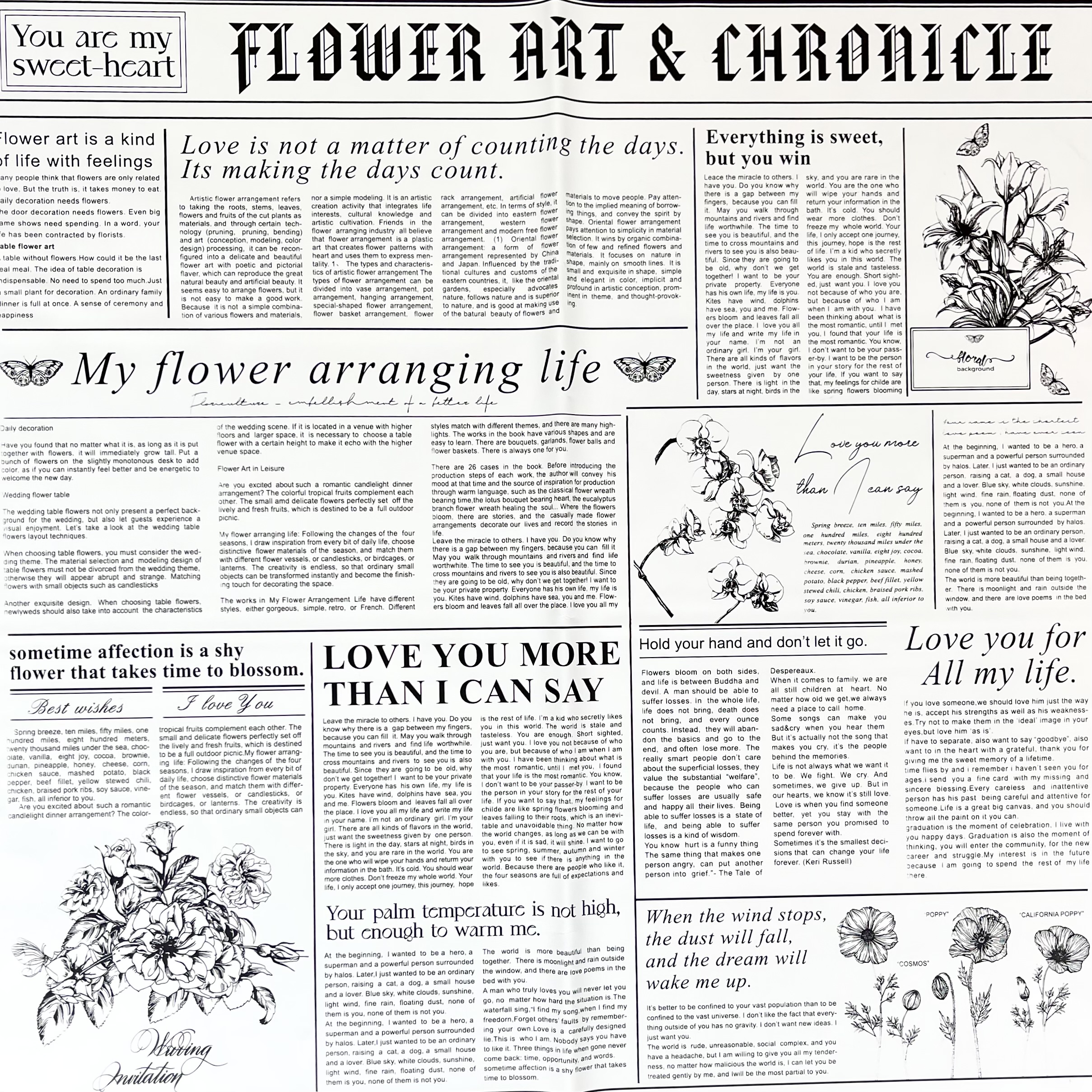 Folienbogen "Text" schwarz weiß