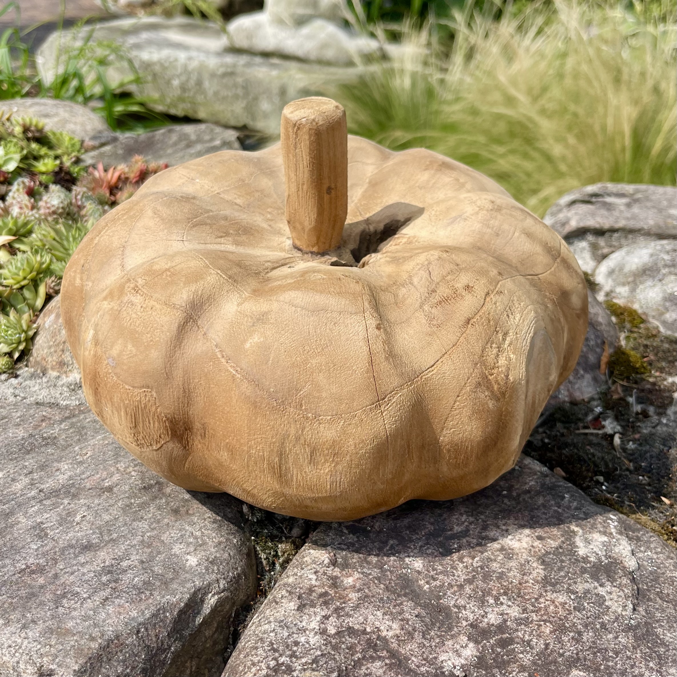 Holz-Kürbis Teak, H18cm, B25cm