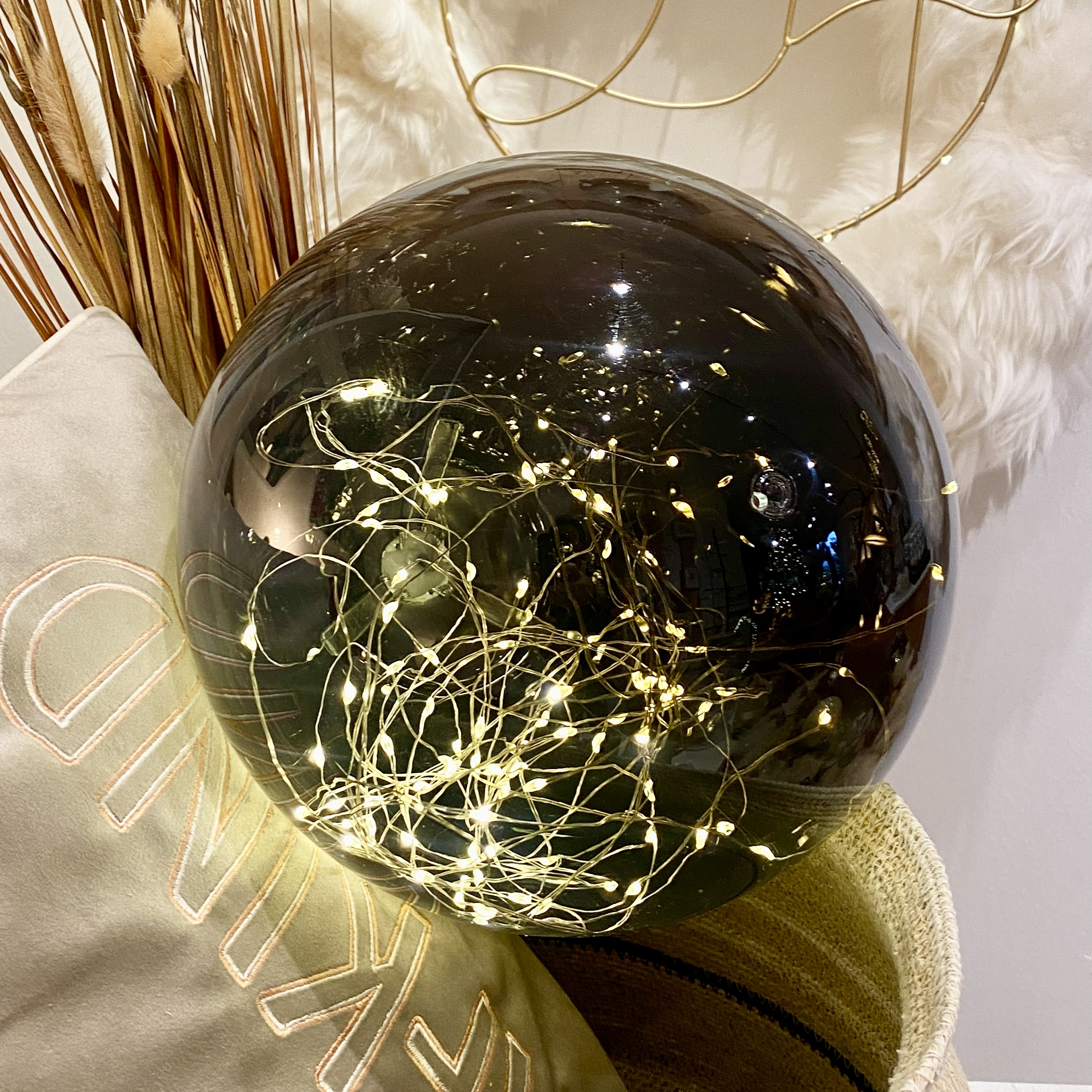 Dekoleuchte "Glitzer-Kugel" D26cm, schwarz