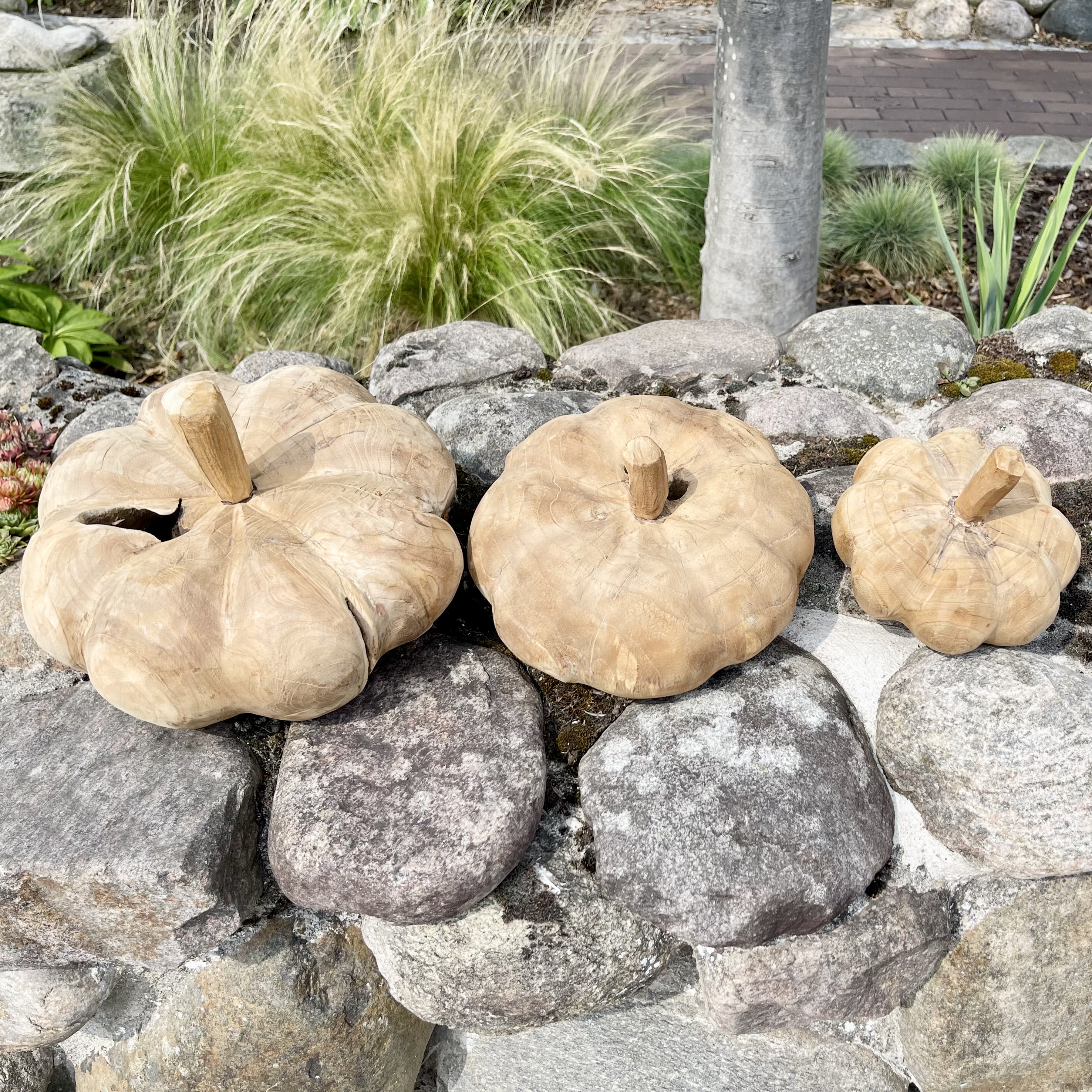 Holz-Kürbis Teak, H15cm, B20cm