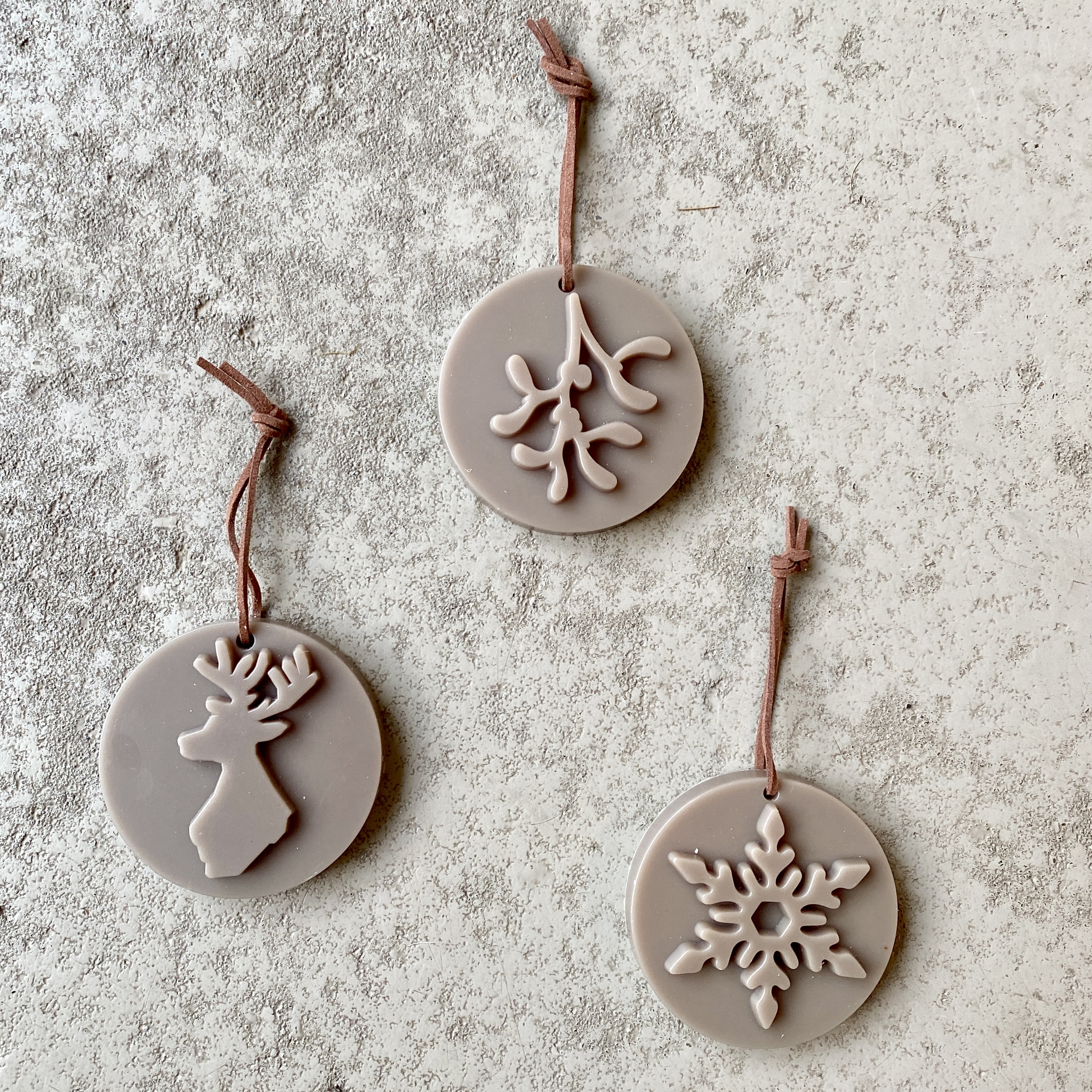 Ornamente Scented Wax "Winter", 3teilig, taupe