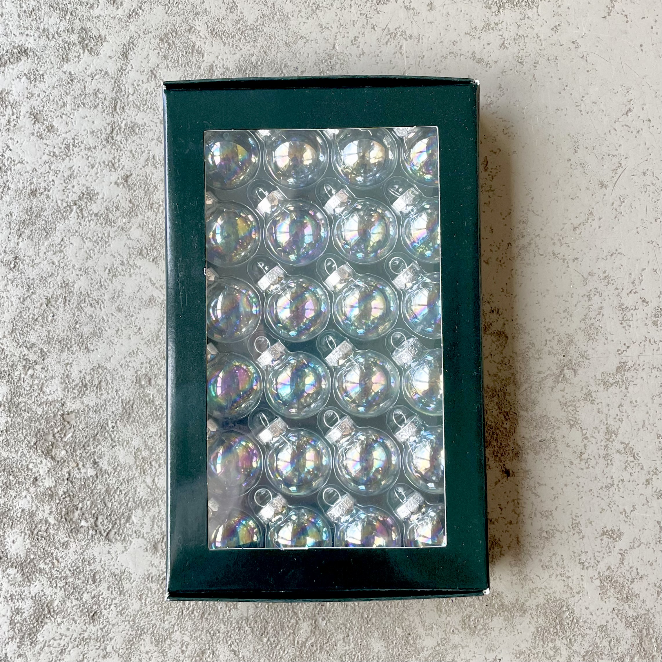 Box Glas-Kugel D2,5cm, klar-irisierend 24 Stück