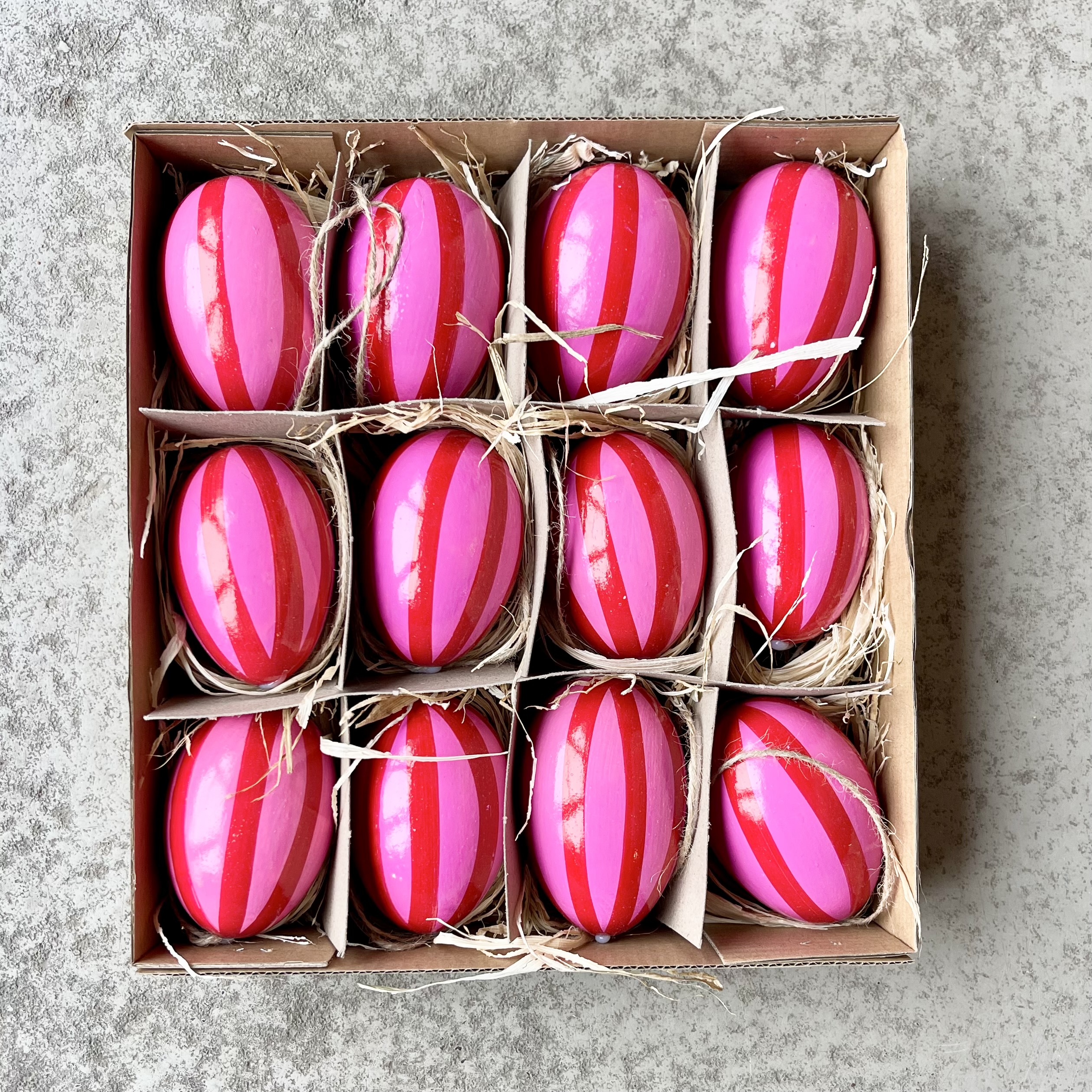 Gänseei"Stripes",2F,H8cm,pink/rot