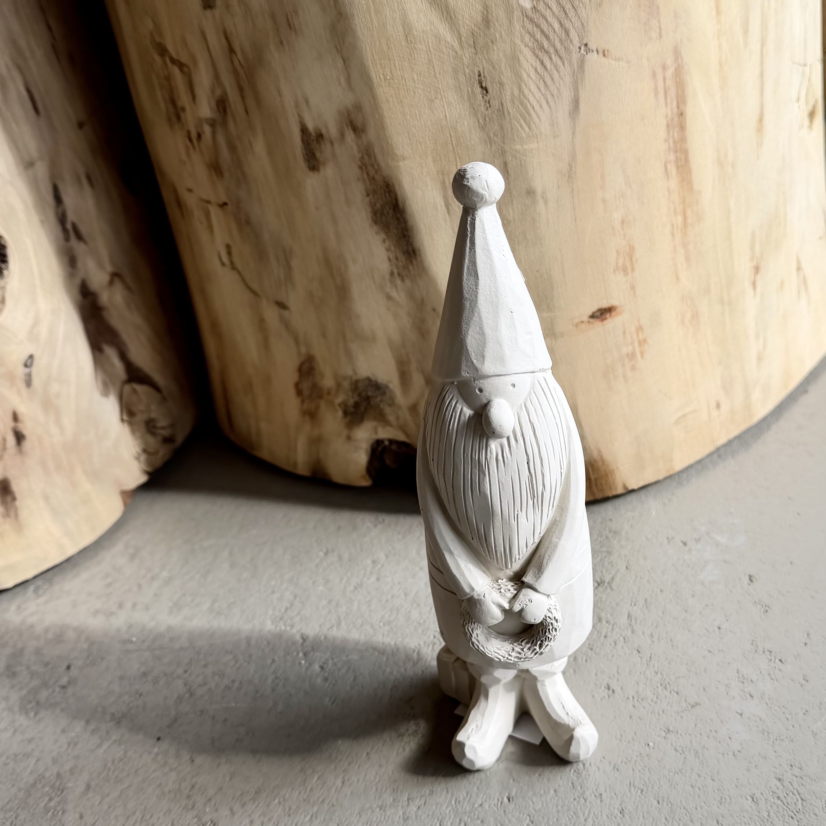 Poly Santa "Gino" Kranz, H22cm, weiß/creme