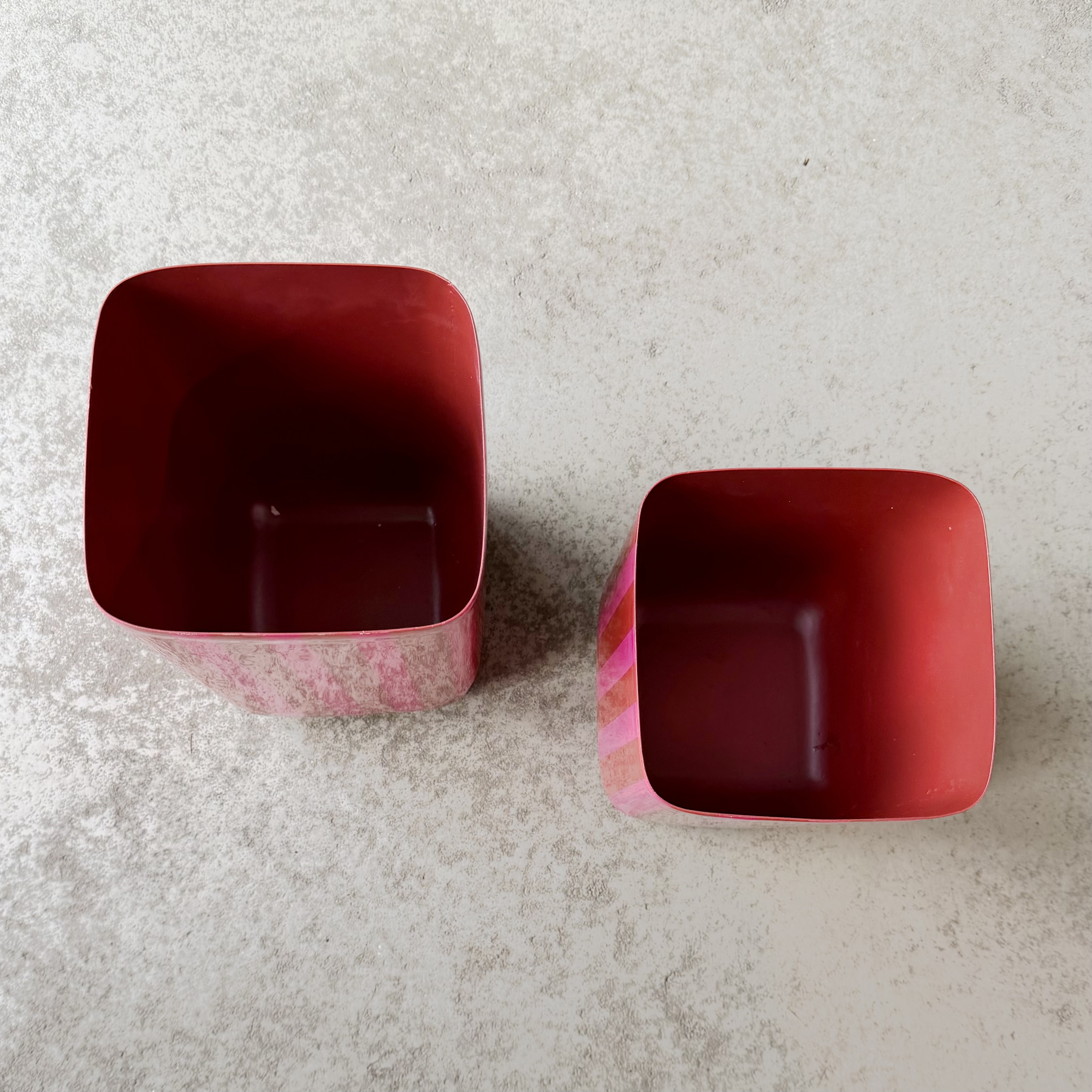 Met.Vase"Karus"quad.L16H28cm, pink/rot