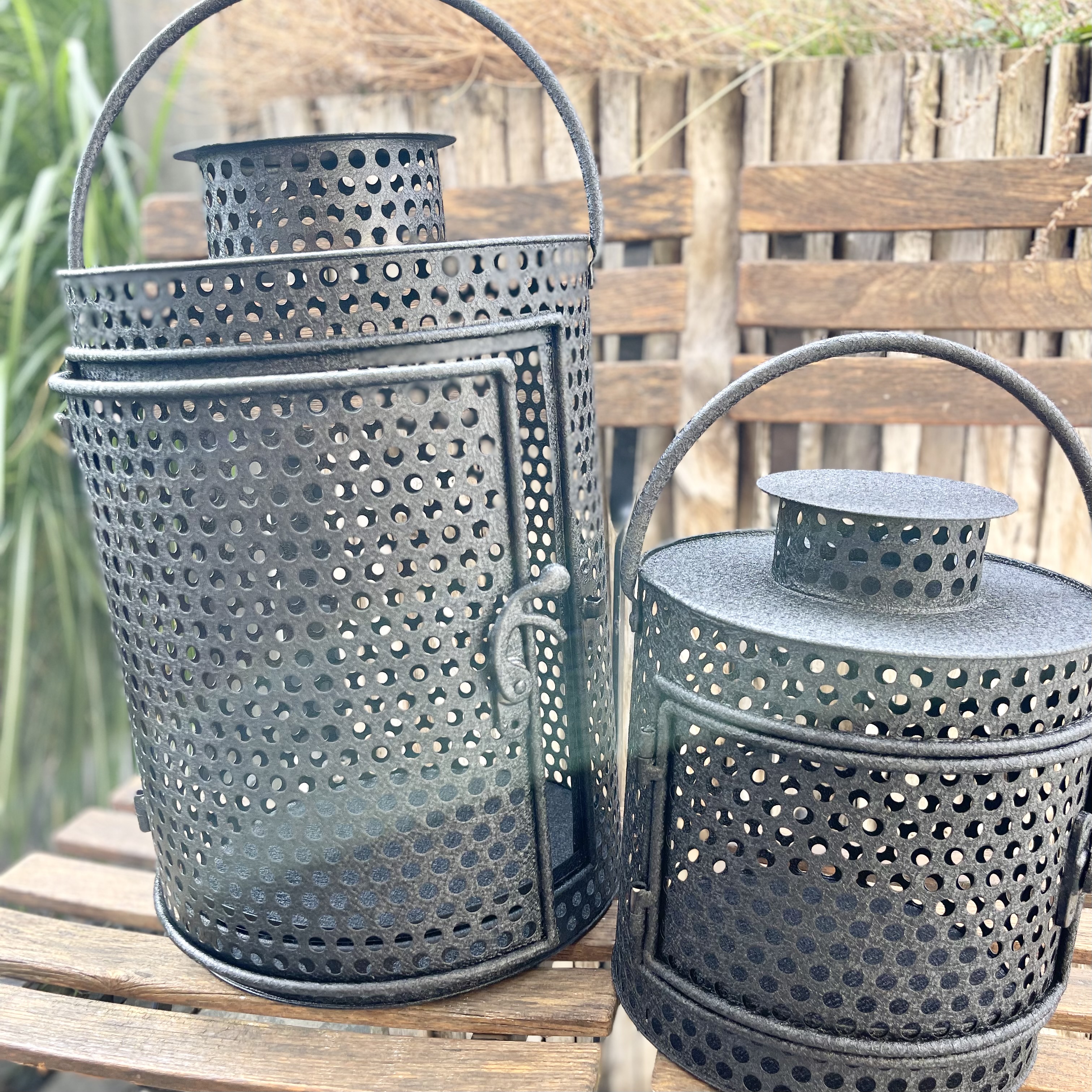 Met.Laterne "Zenon" S/2,H41/25 cm, schwarz