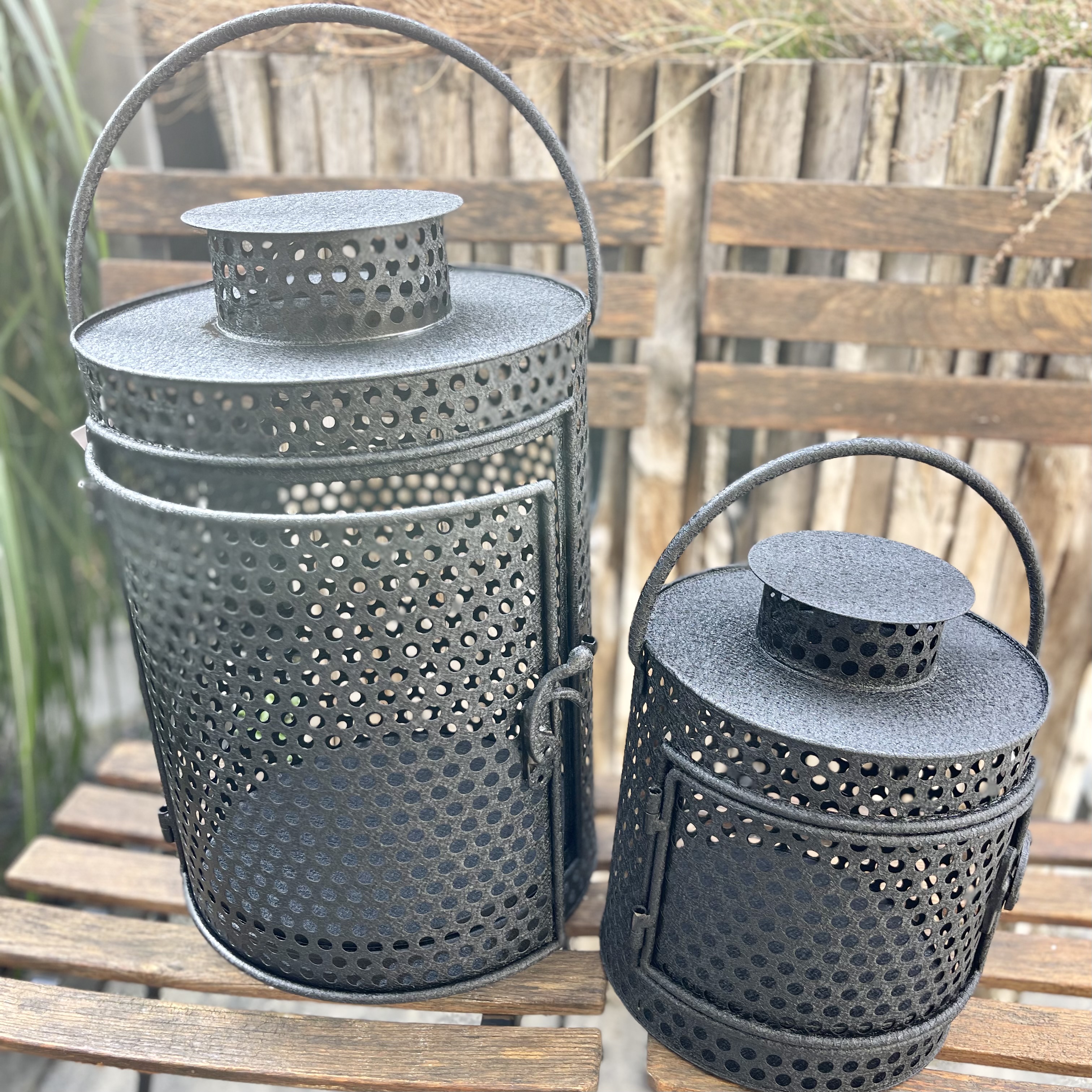 Met.Laterne "Zenon" S/2,H41/25 cm, schwarz