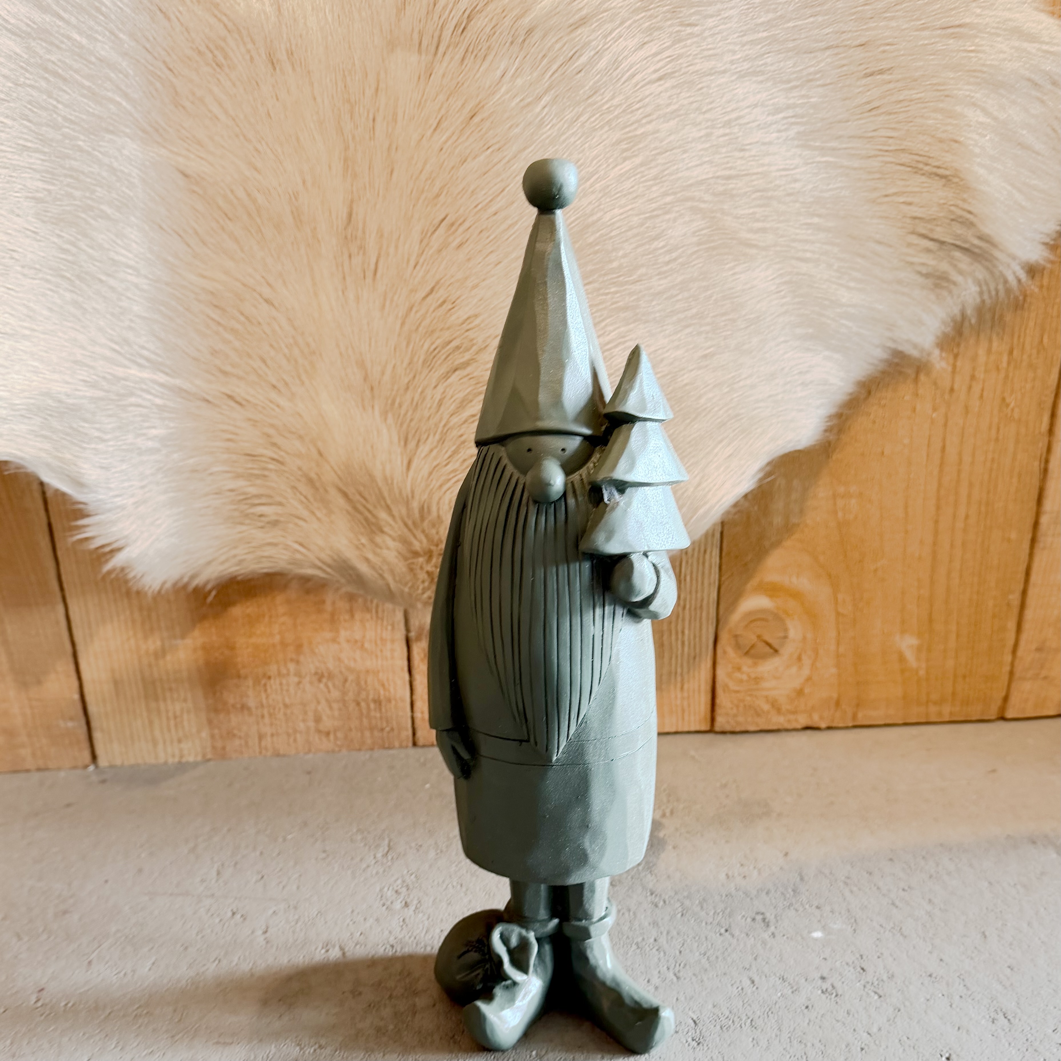 Poly Santa "Gino" Tanne, H32cm, dk.grün