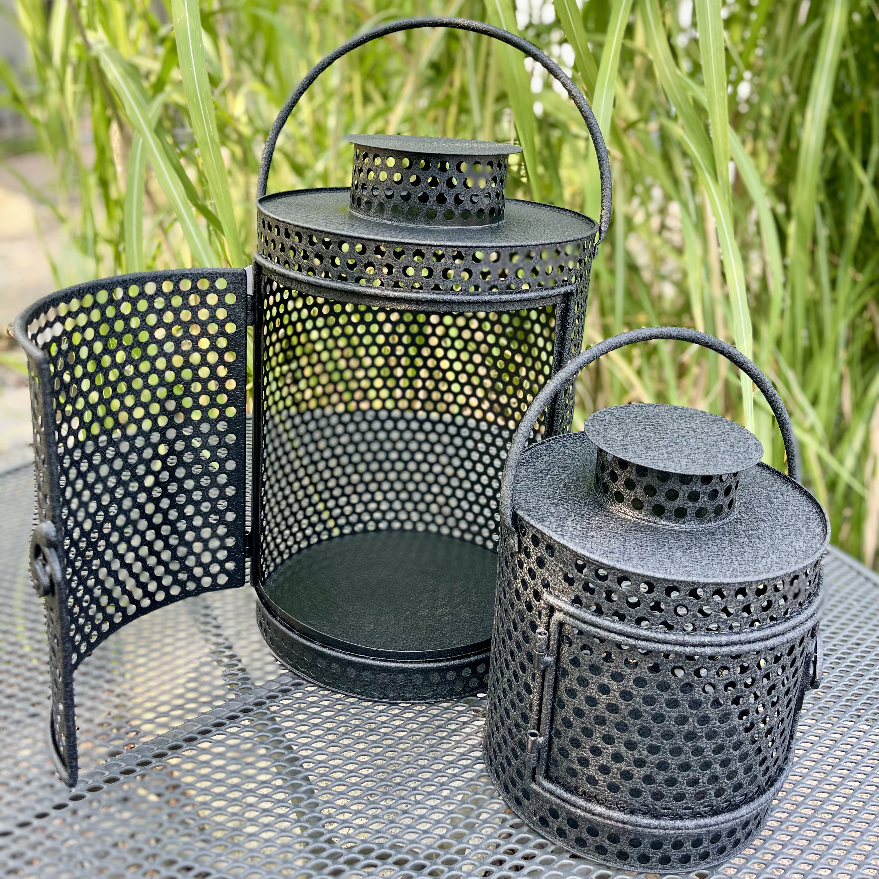 Met.Laterne "Zenon" S/2,H41/25 cm, schwarz