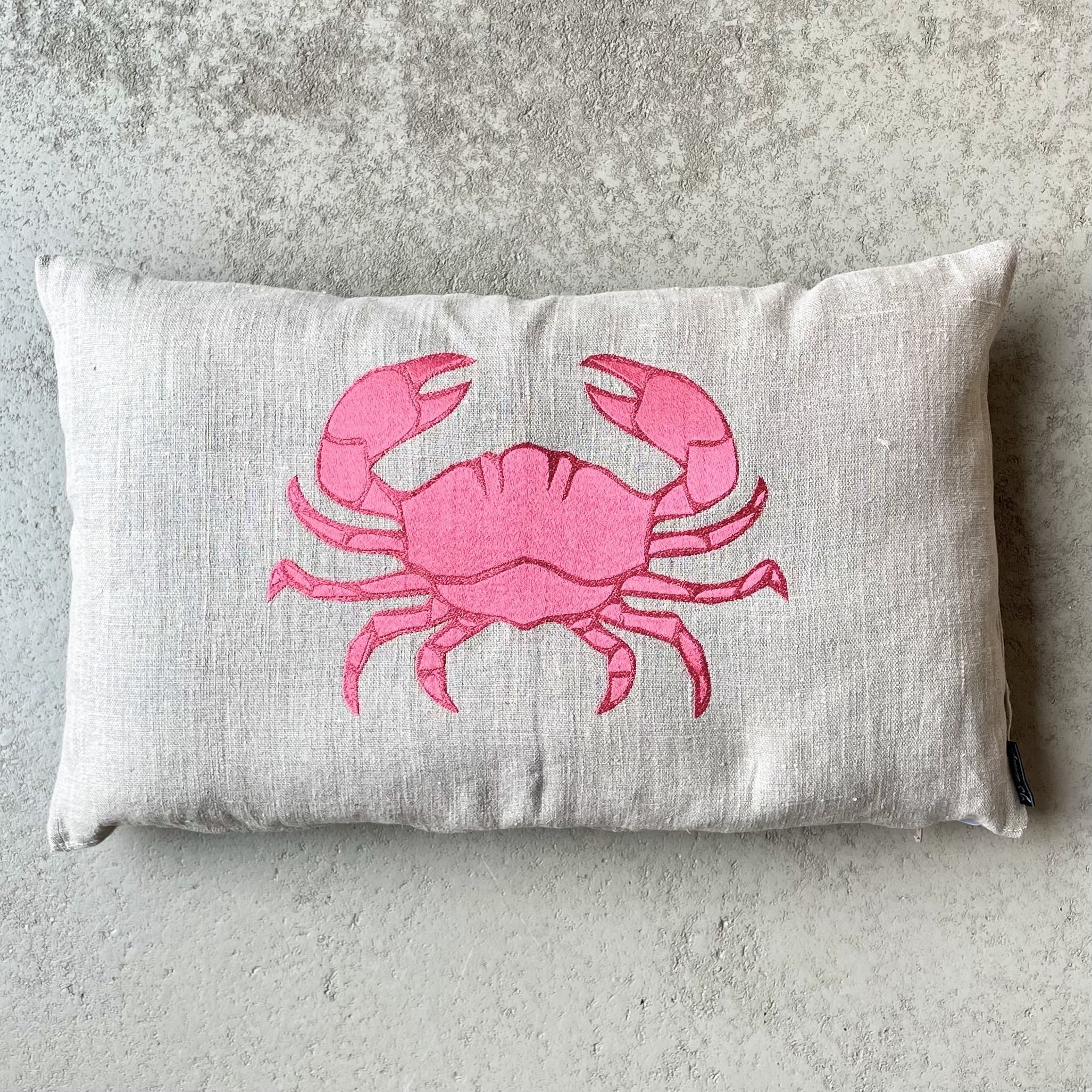 Kissen mit Füllung "Krabbe" 50x30cm, natur/pink