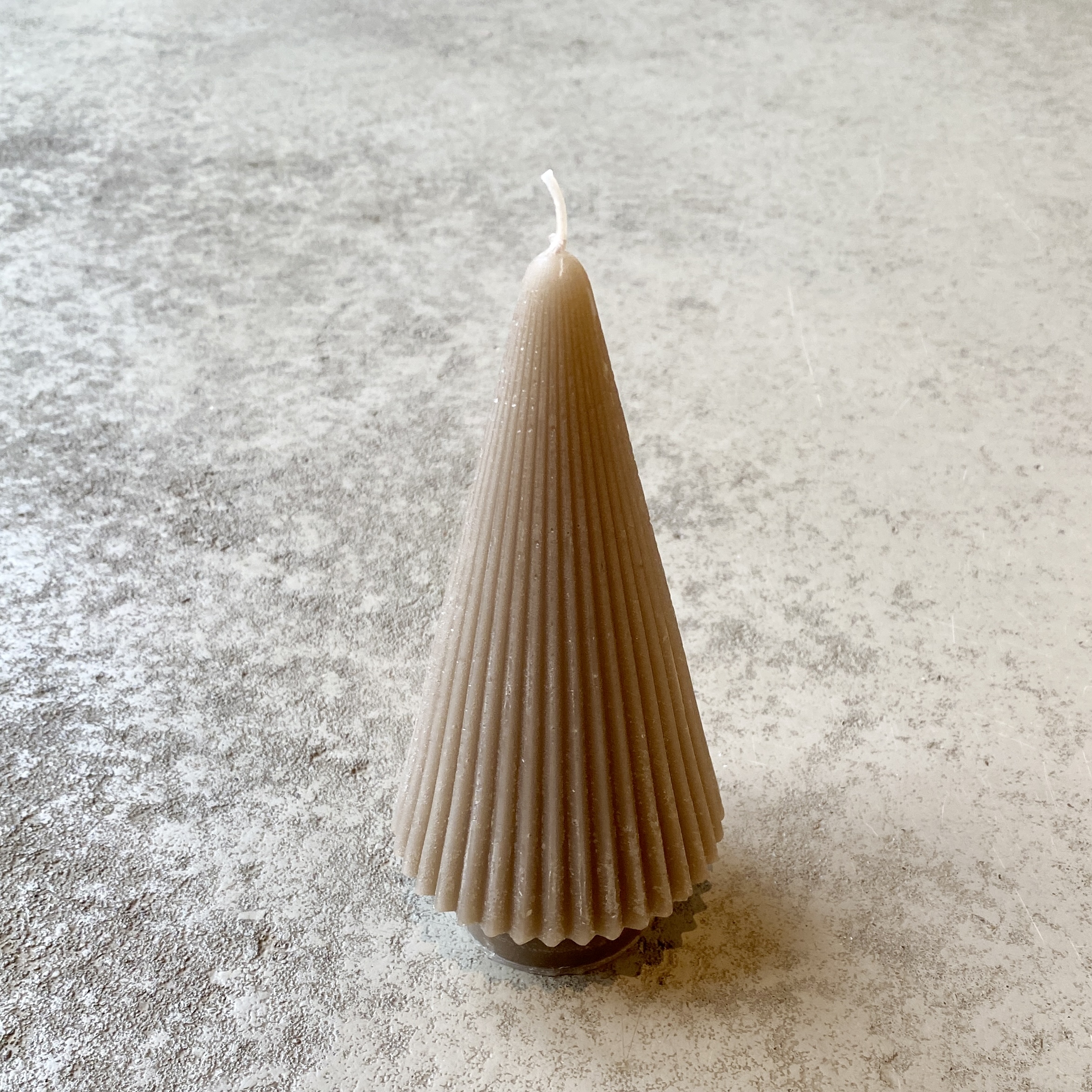 Deko-Kerze Tree Stripe H18cm, taupe