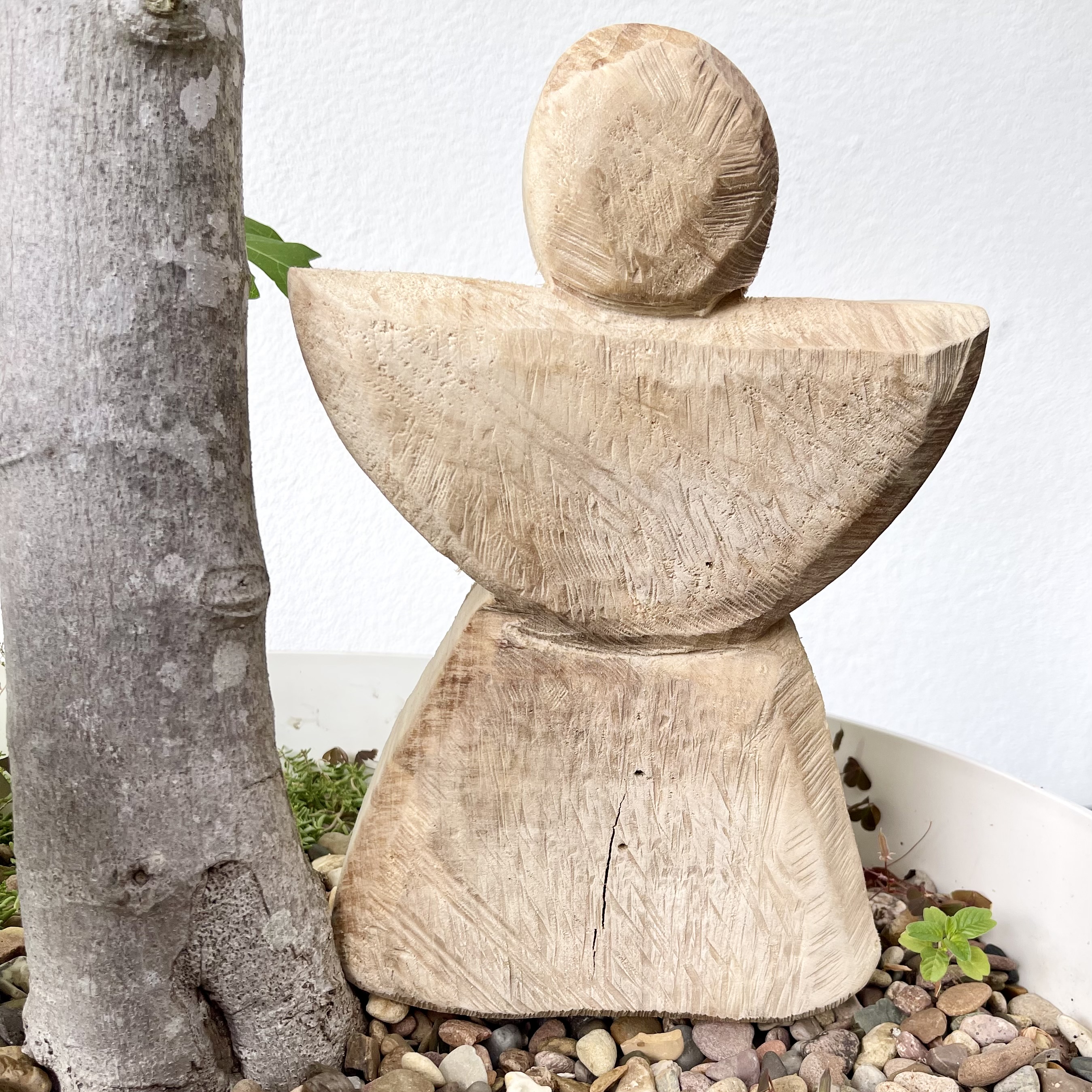 Holz-Engel Pappel, sägerau-natur, H30cm