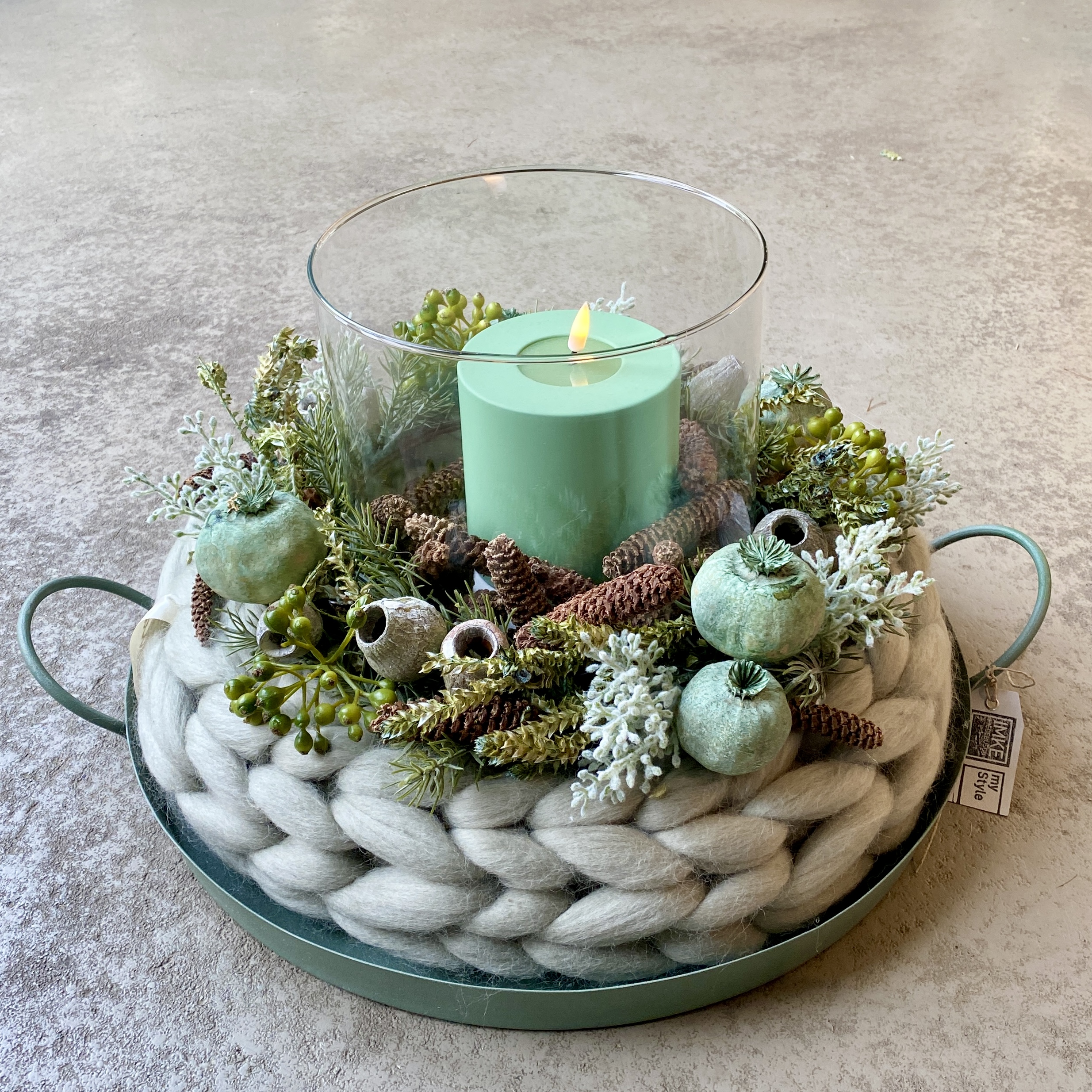 Wollerkanz 40cm, grün/ natur