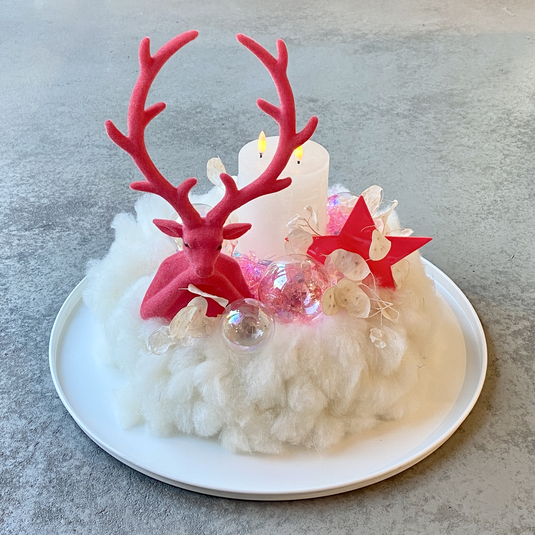 Winterwolke "Pink Disco" D50cm, weiß pink