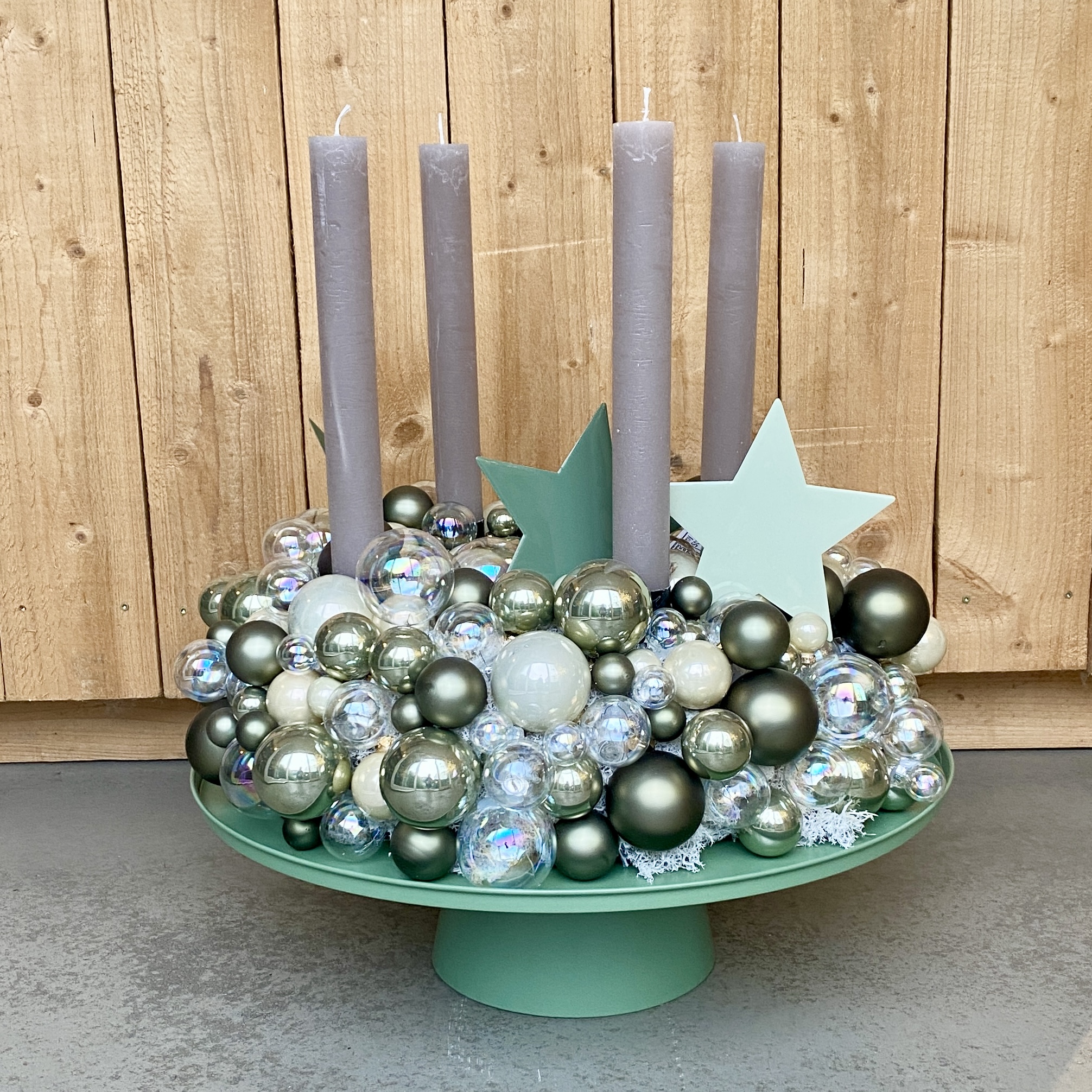 Glas-Kugelkranz D50cm, salbei