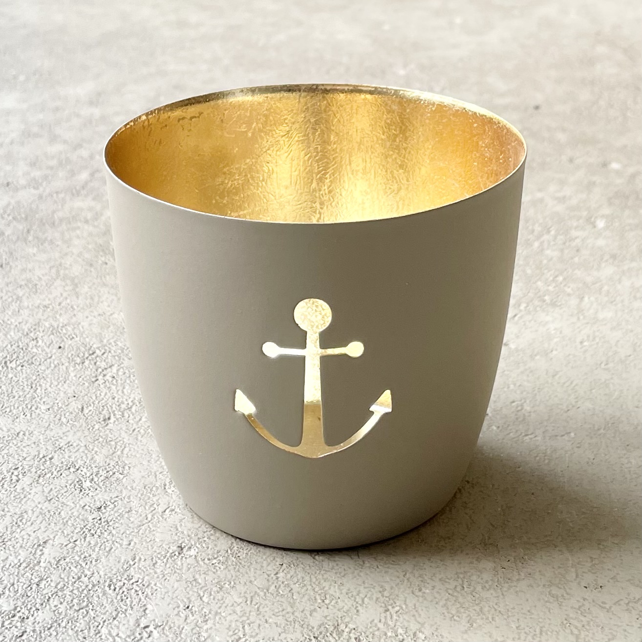 Windlicht  "⚓️" ANKER sandstone/gold H8,5cm